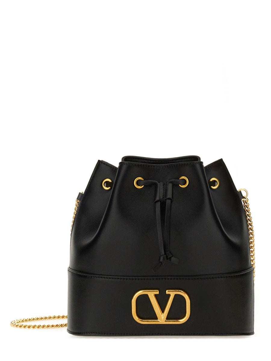 VALENTINO GARAVANI Mini Bucket Handbag with Chain Logo Signature