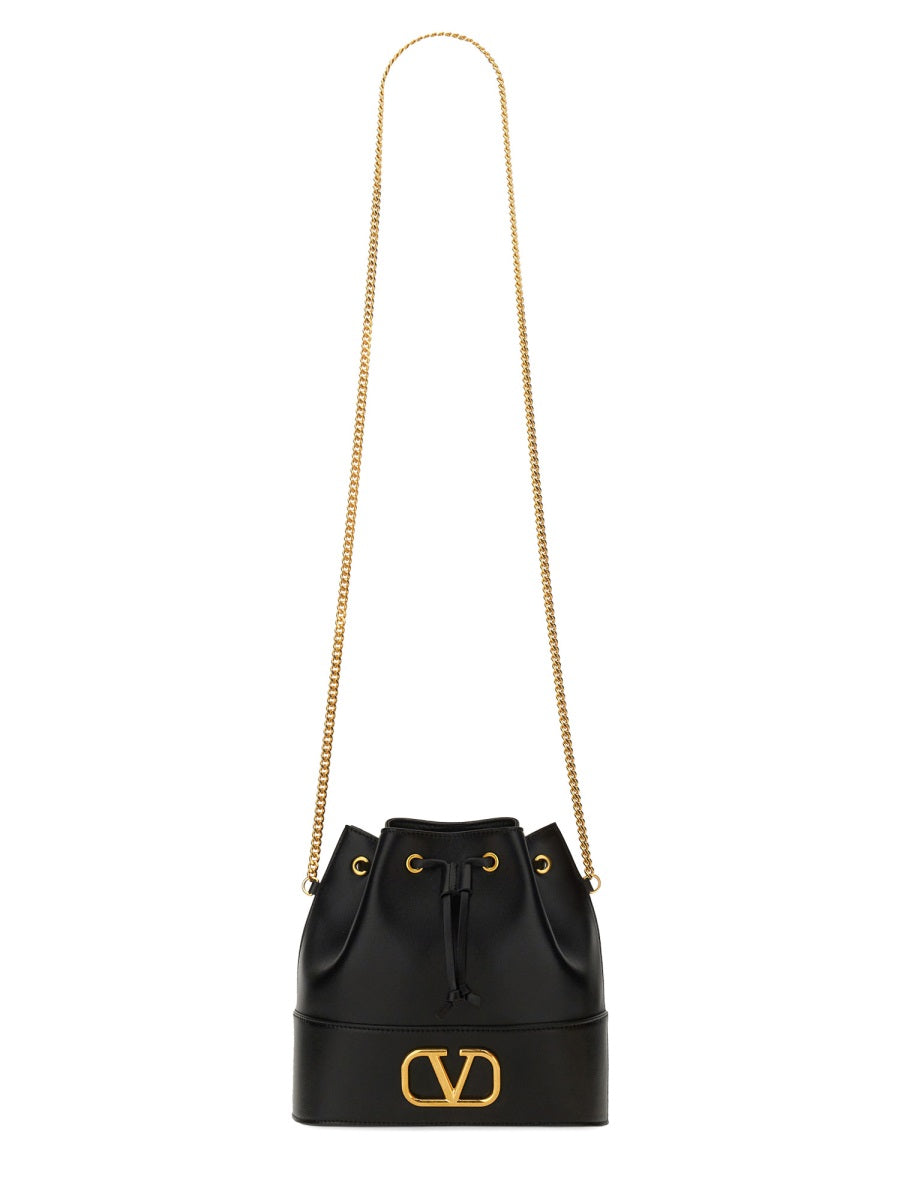 VALENTINO GARAVANI Mini Bucket Handbag with Chain Logo Signature