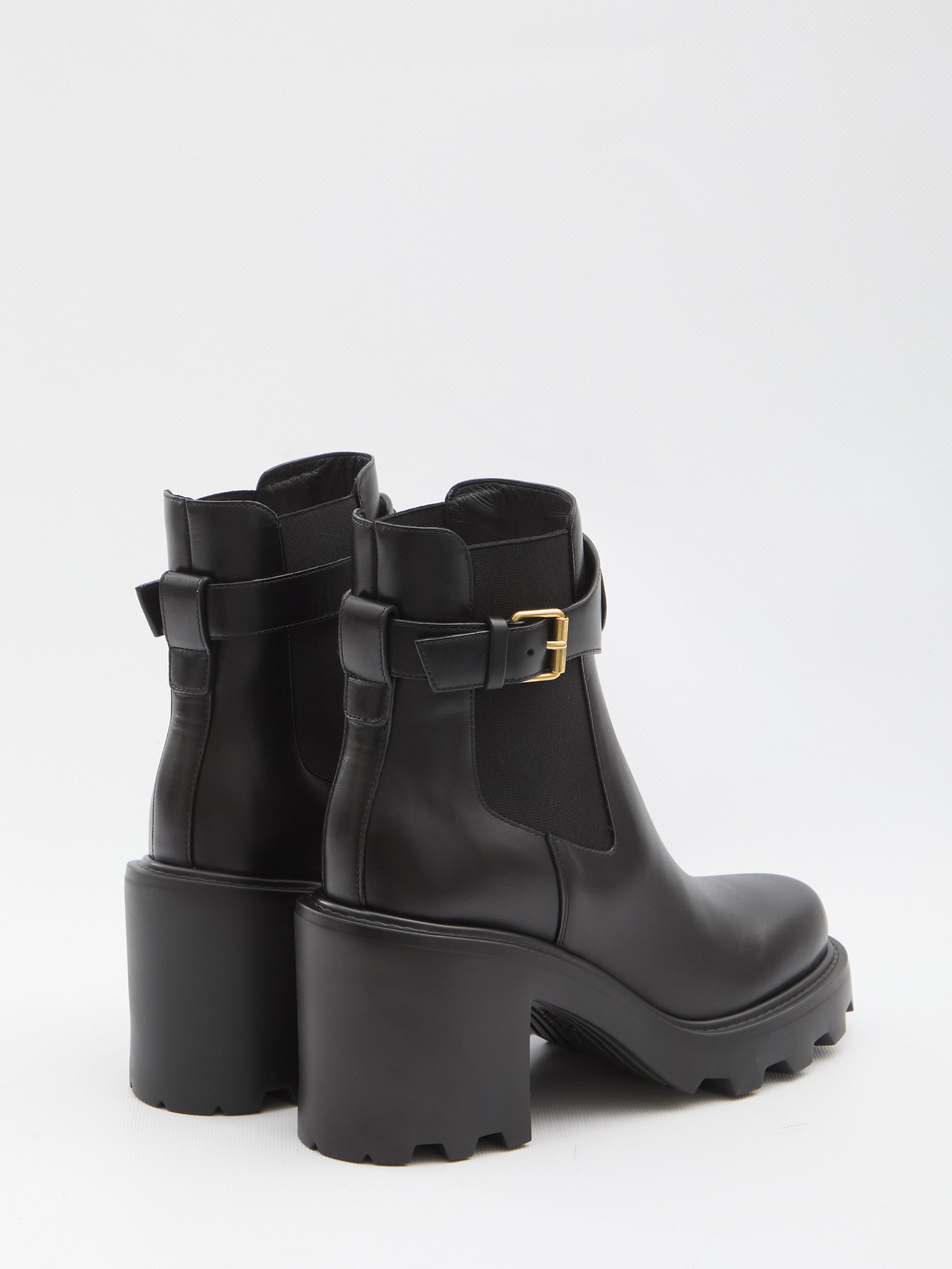VALENTINO GARAVANI Signature Logo Ankle Boots with Adjustable Strap and Lug Sole - 9 cm Heel Height