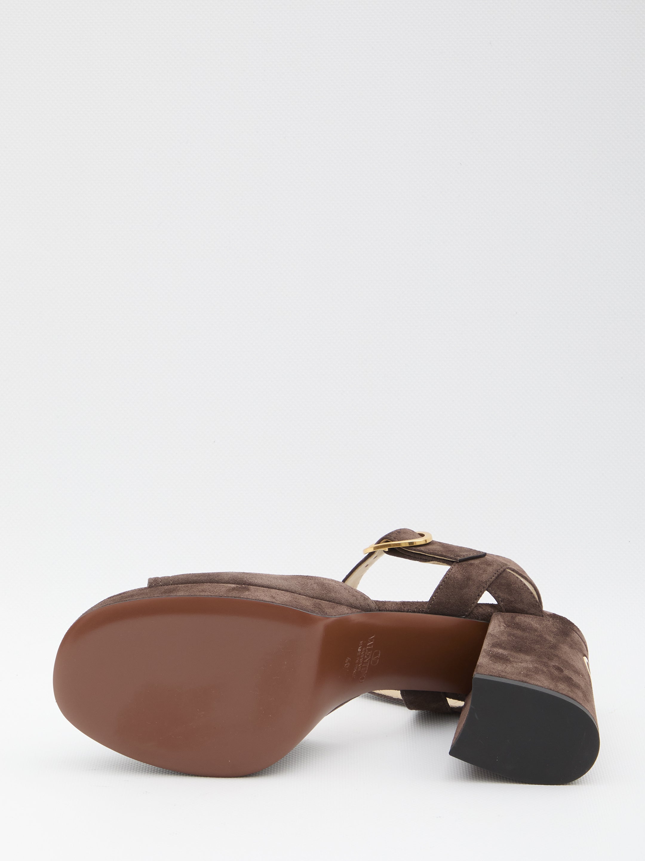 VALENTINO GARAVANI Suede Platform Sandals with Adjustable Strap and Block Heel - 10cm Height