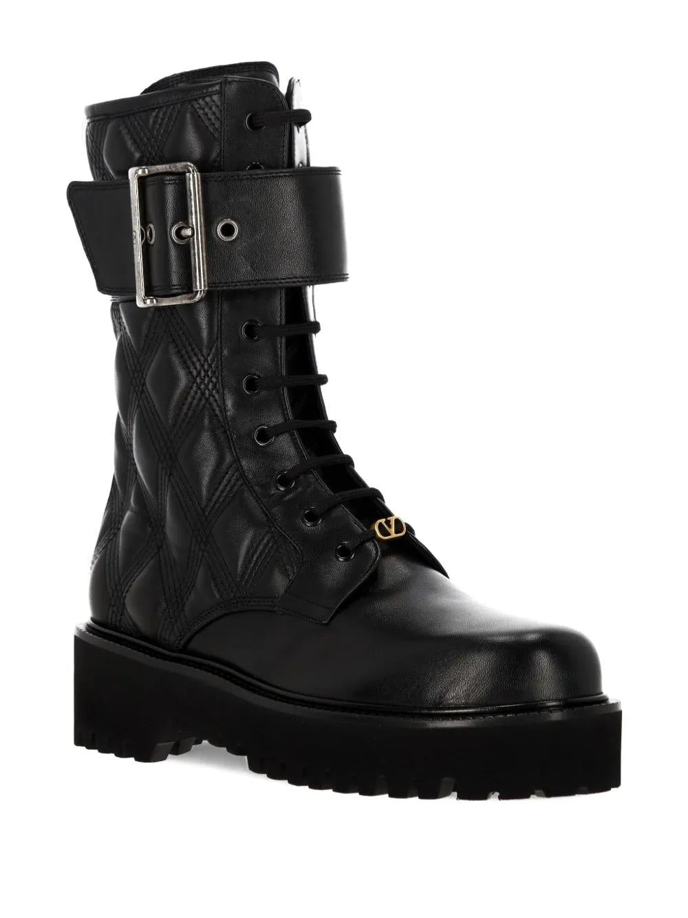VALENTINO GARAVANI Leather Combat Boots for Women - FW25