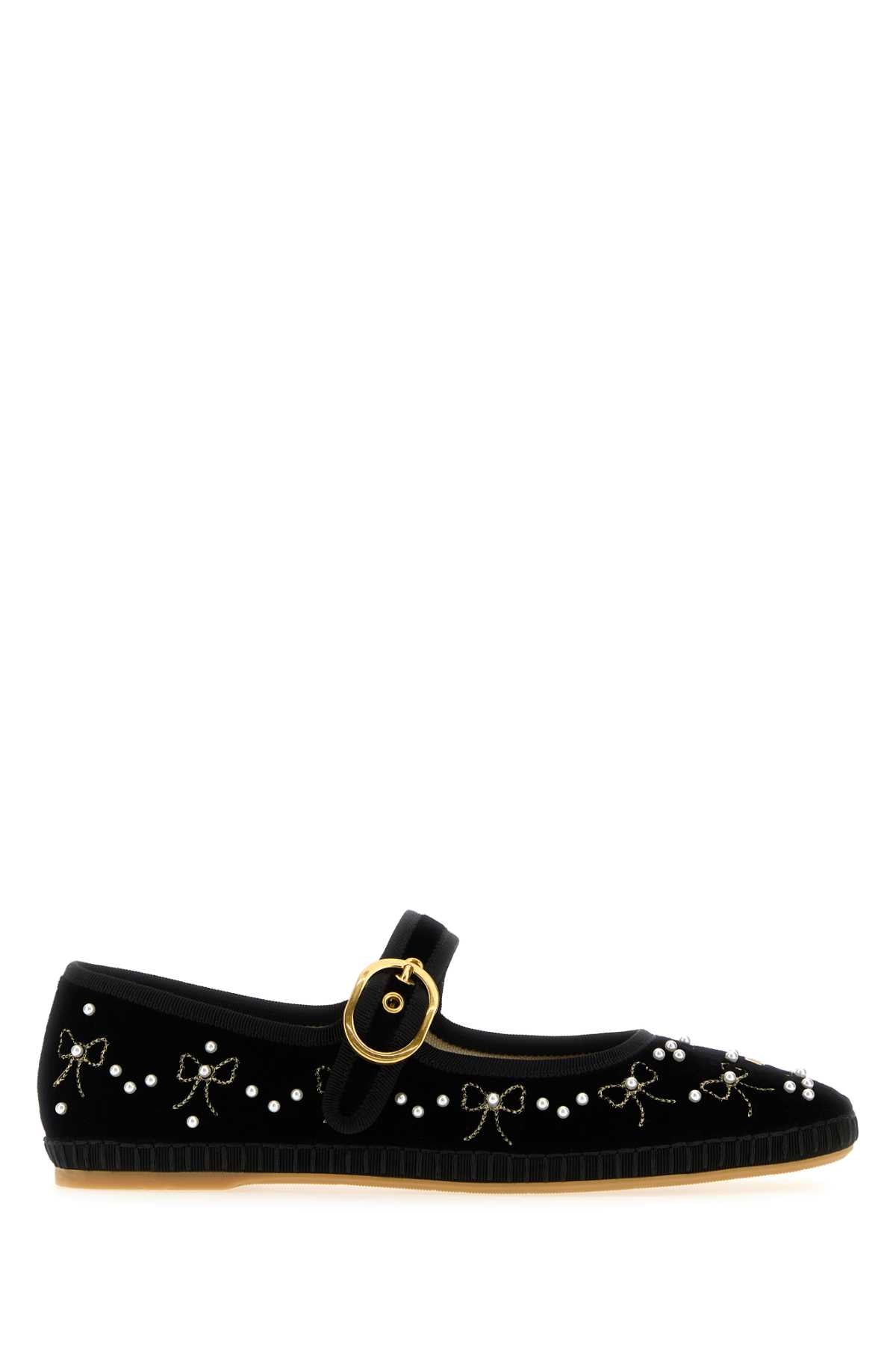 VALENTINO GARAVANI Signature Velvet Ballerina Flats