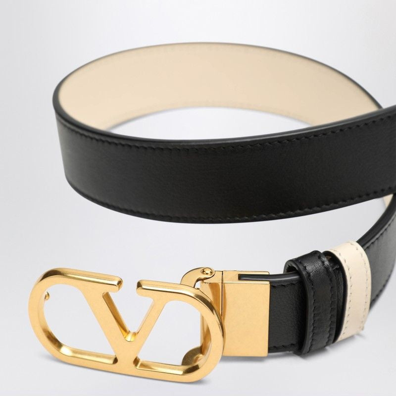 VALENTINO GARAVANI Reversible VLogo Signature Belt with Antique Brass Buckle