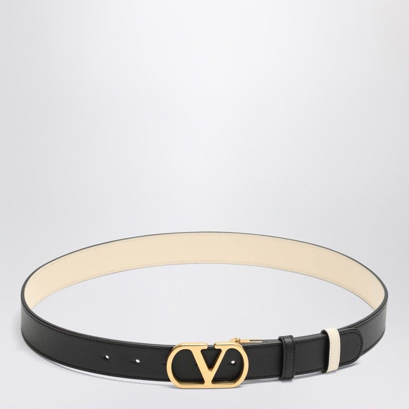 VALENTINO GARAVANI Reversible VLogo Signature Belt with Antique Brass Buckle