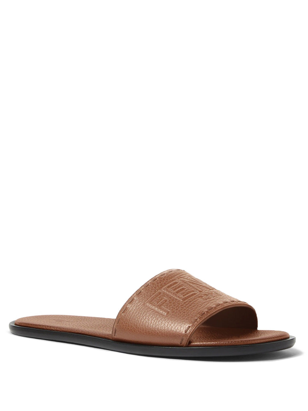FENDI Wide Band Leather Slide Sandals for Men