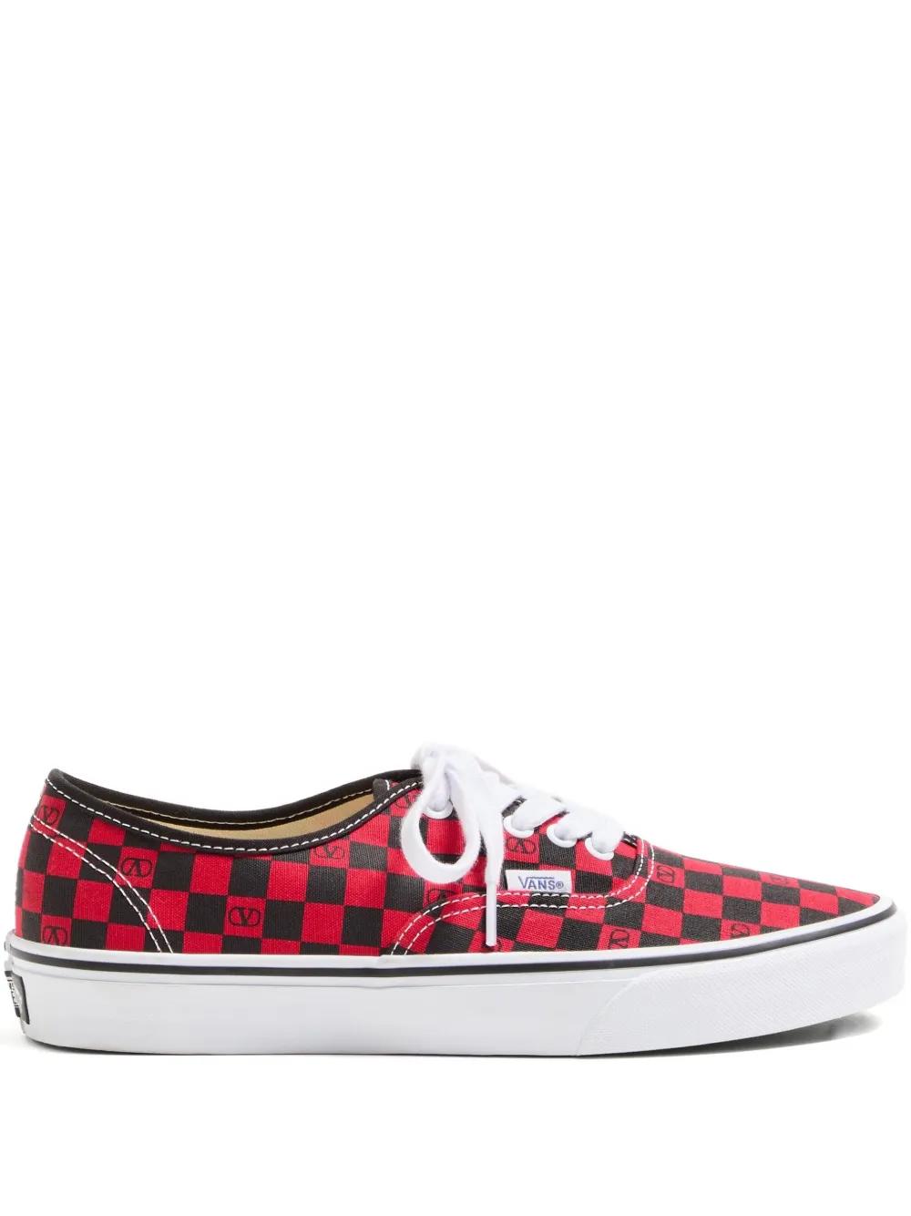 VALENTINO GARAVANI X VANS Collaboration Lowtop Sneakers with Vlogo Checkerboard Print
