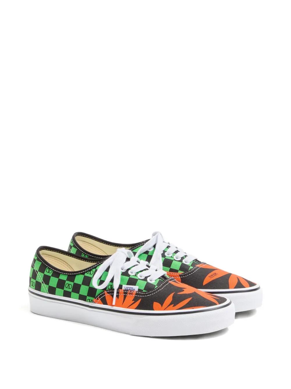 VALENTINO GARAVANI X VANS Lowtop Sneakers with Vlogo Checkerboard Print and Tropical Leaves