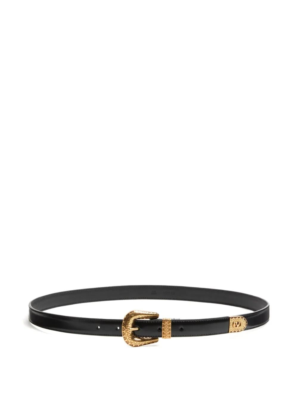VALENTINO GARAVANI Leather Belt with Adjustable Buckle - 2 cm Height