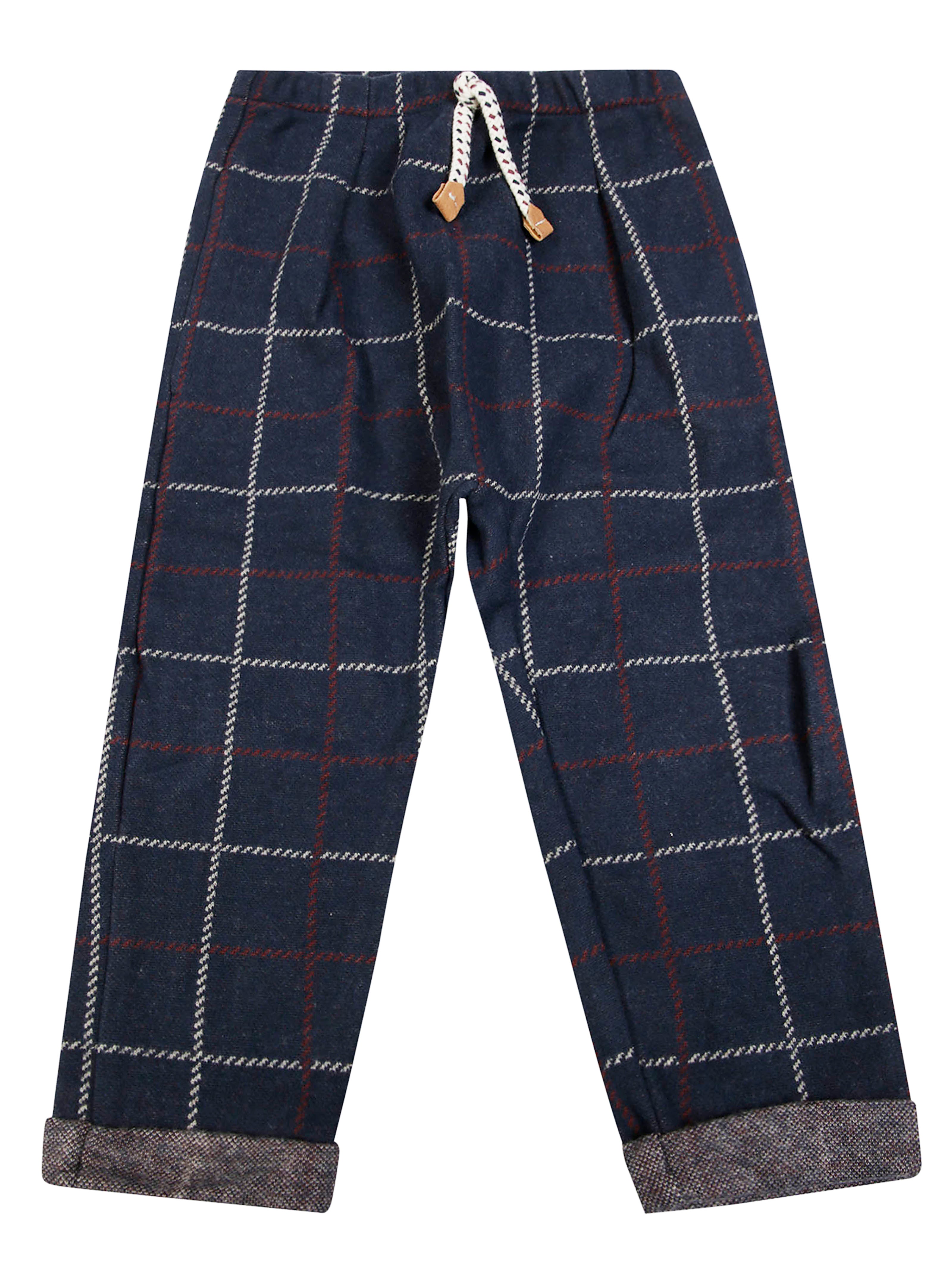 1+IN THE FAMILY Maxi Check Trousers with Adjustable Waist