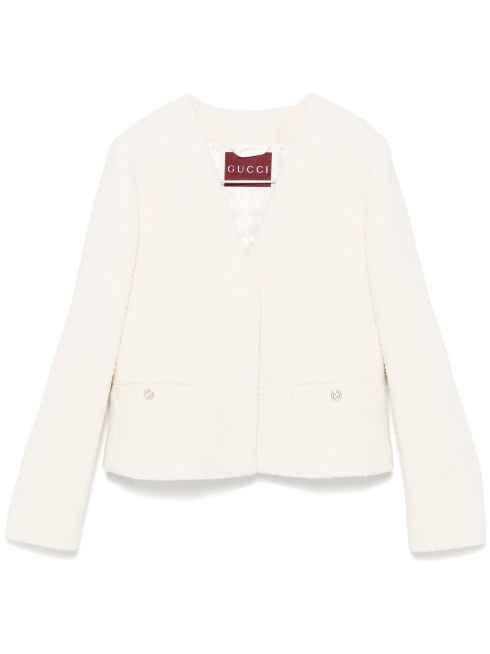 GUCCI Wool Blend Bouclé Construction Concealed Jacket