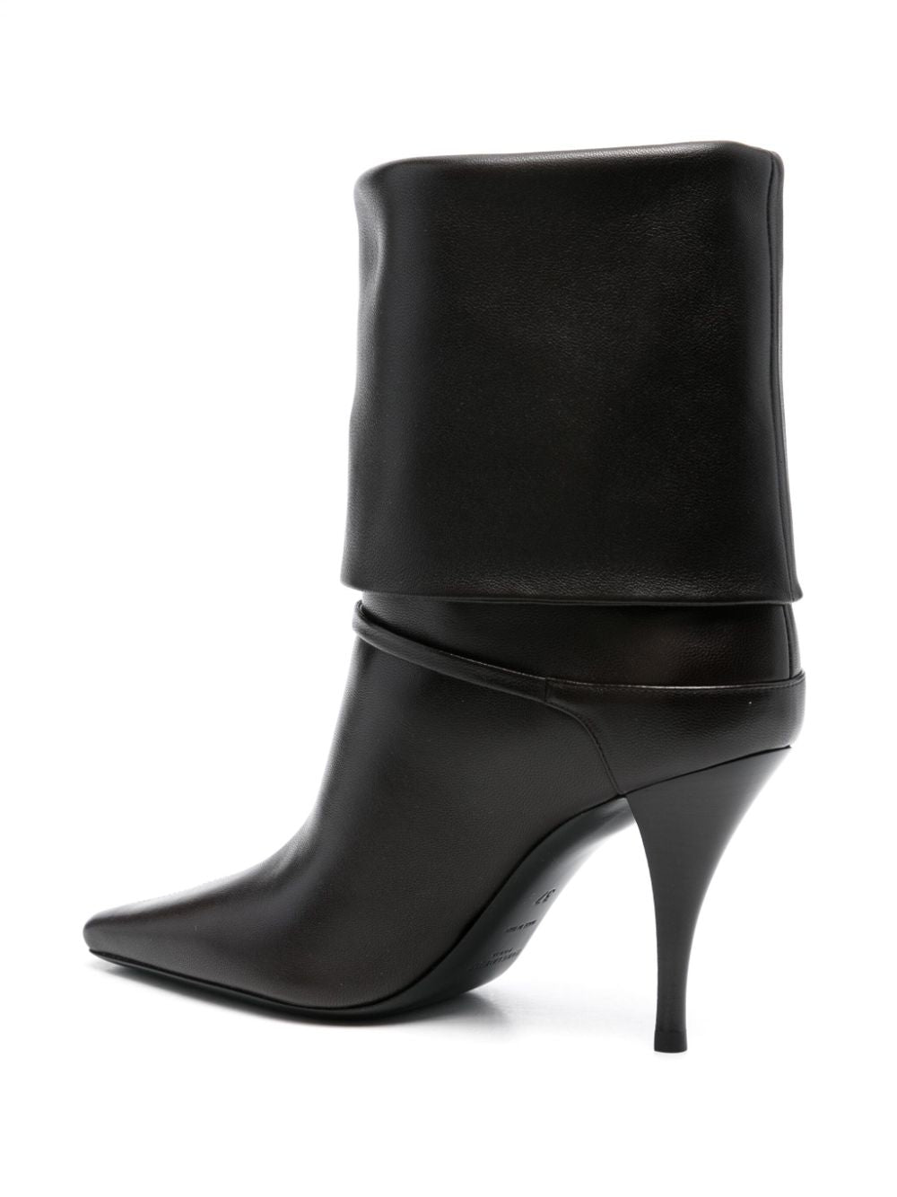 SAINT LAURENT Mini Leather Stiletto Heel Slip-On Boots