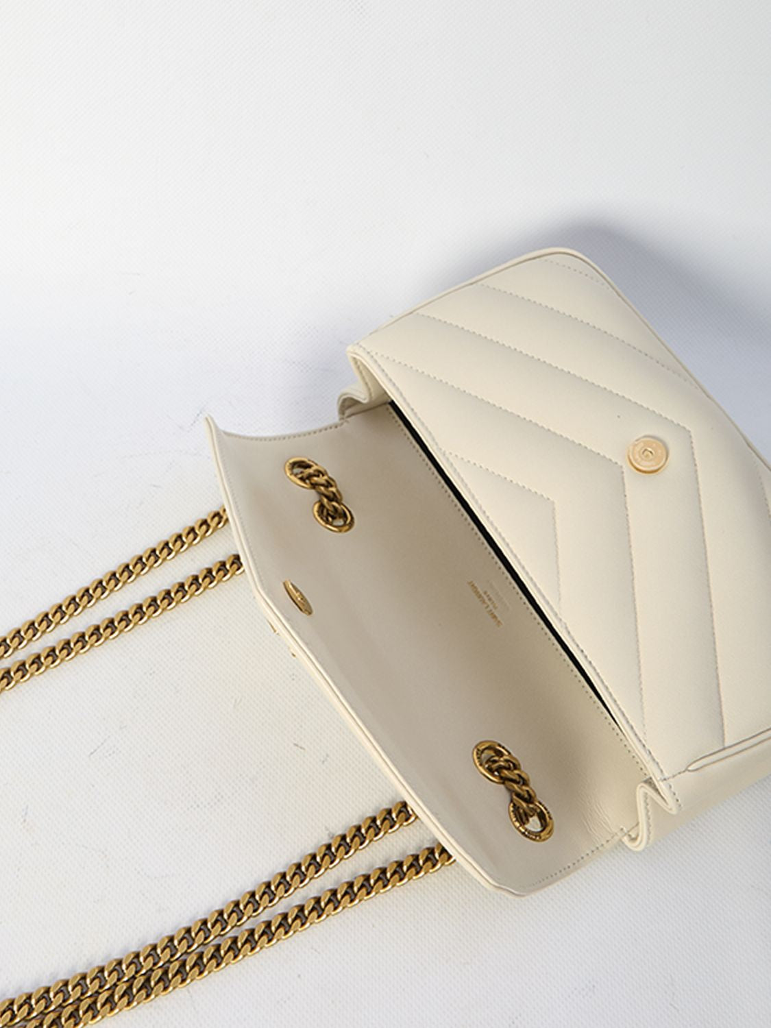 SAINT LAURENT Mini Chevron Quilted Leather Handbag