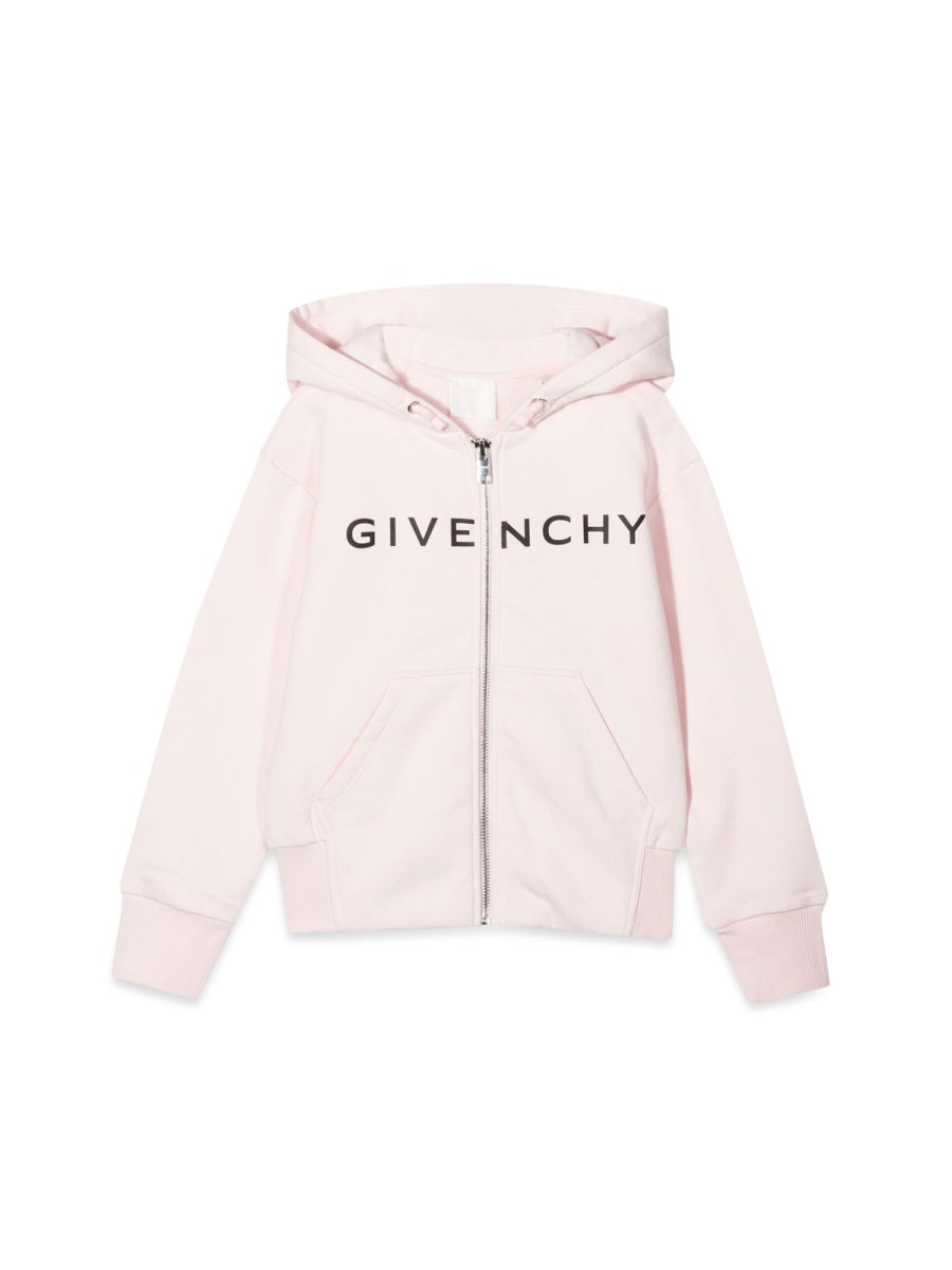 GIVENCHY Zipper Hooded Cardigan with Logo for Girls