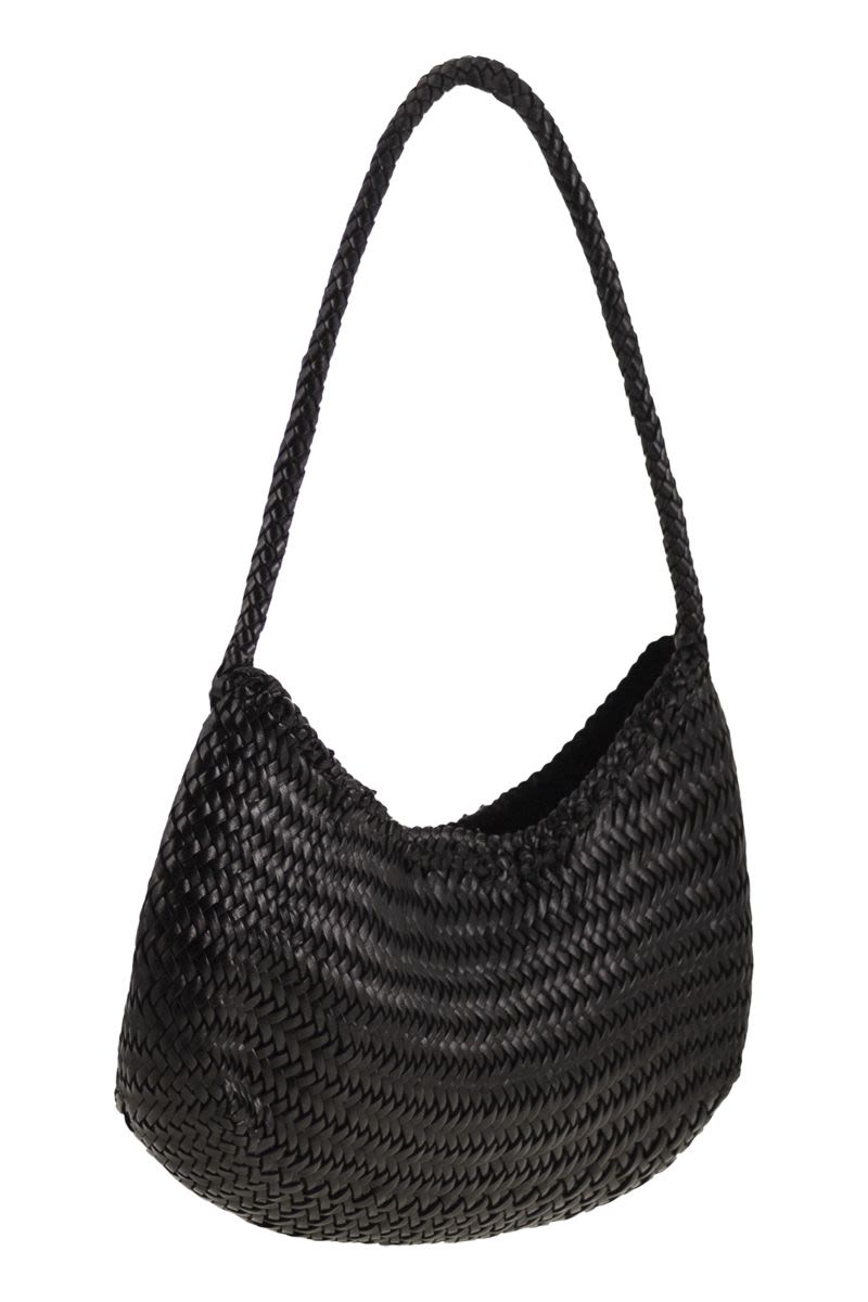 DRAGON DIFUSSION Mini Braided Calfskin Shoulder Handbag - 18x27 CM