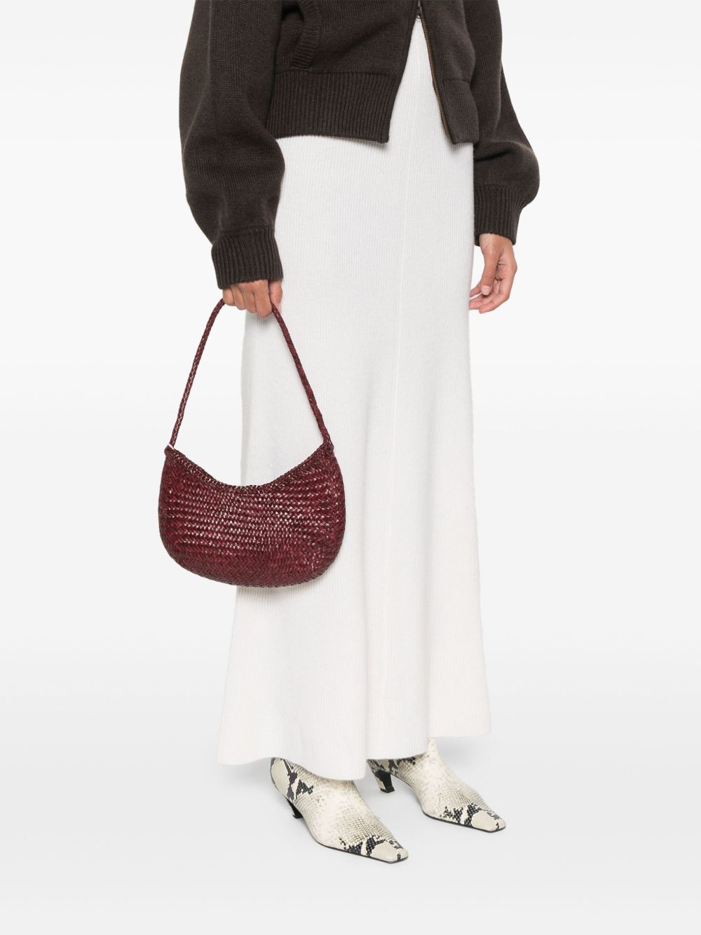 DRAGON DIFUSSION Mini Braided Calfskin Shoulder Handbag - 18 x 27 CM