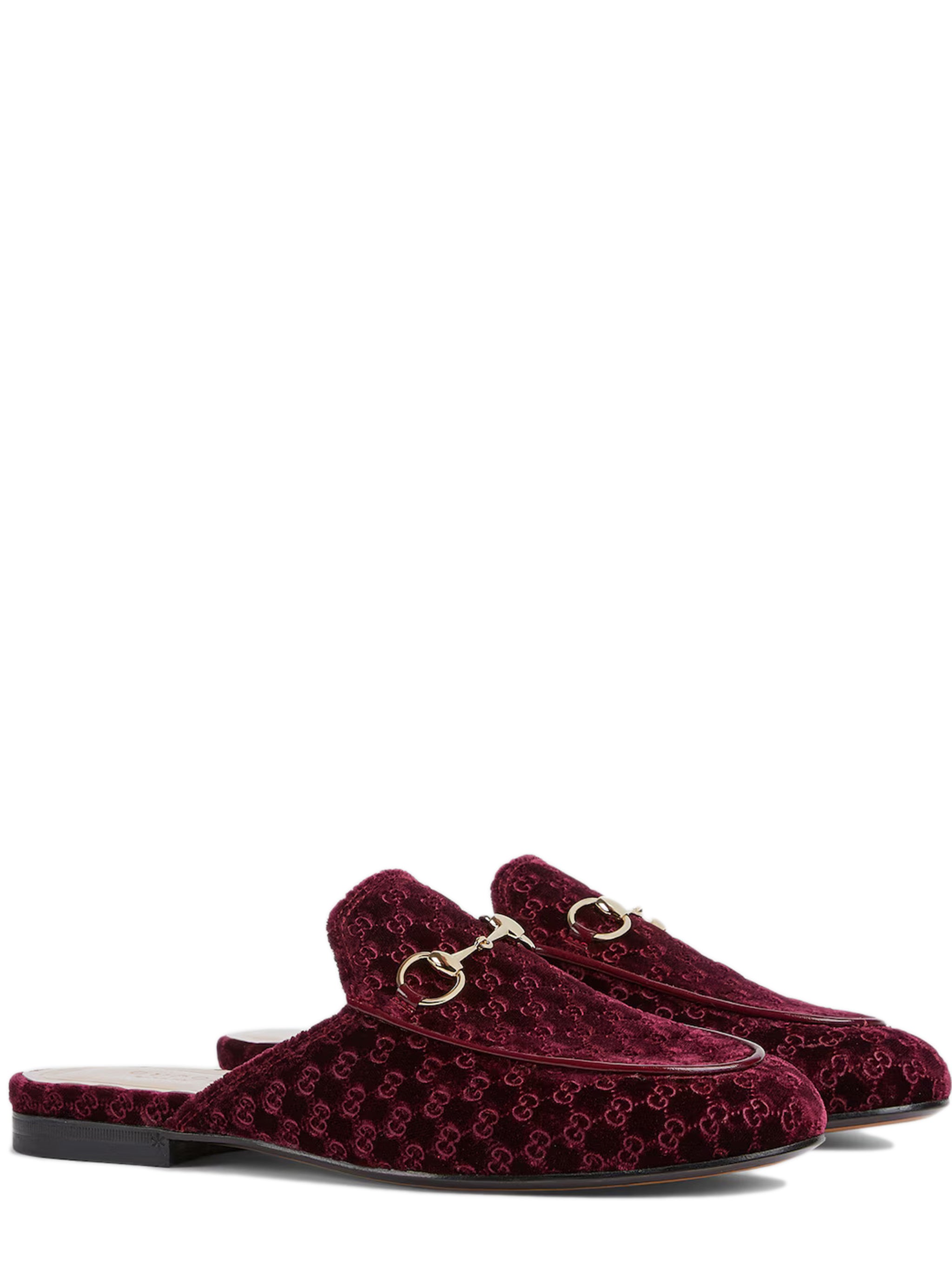 GUCCI Velvet Open Toe Slippers with Horsebit Detail
