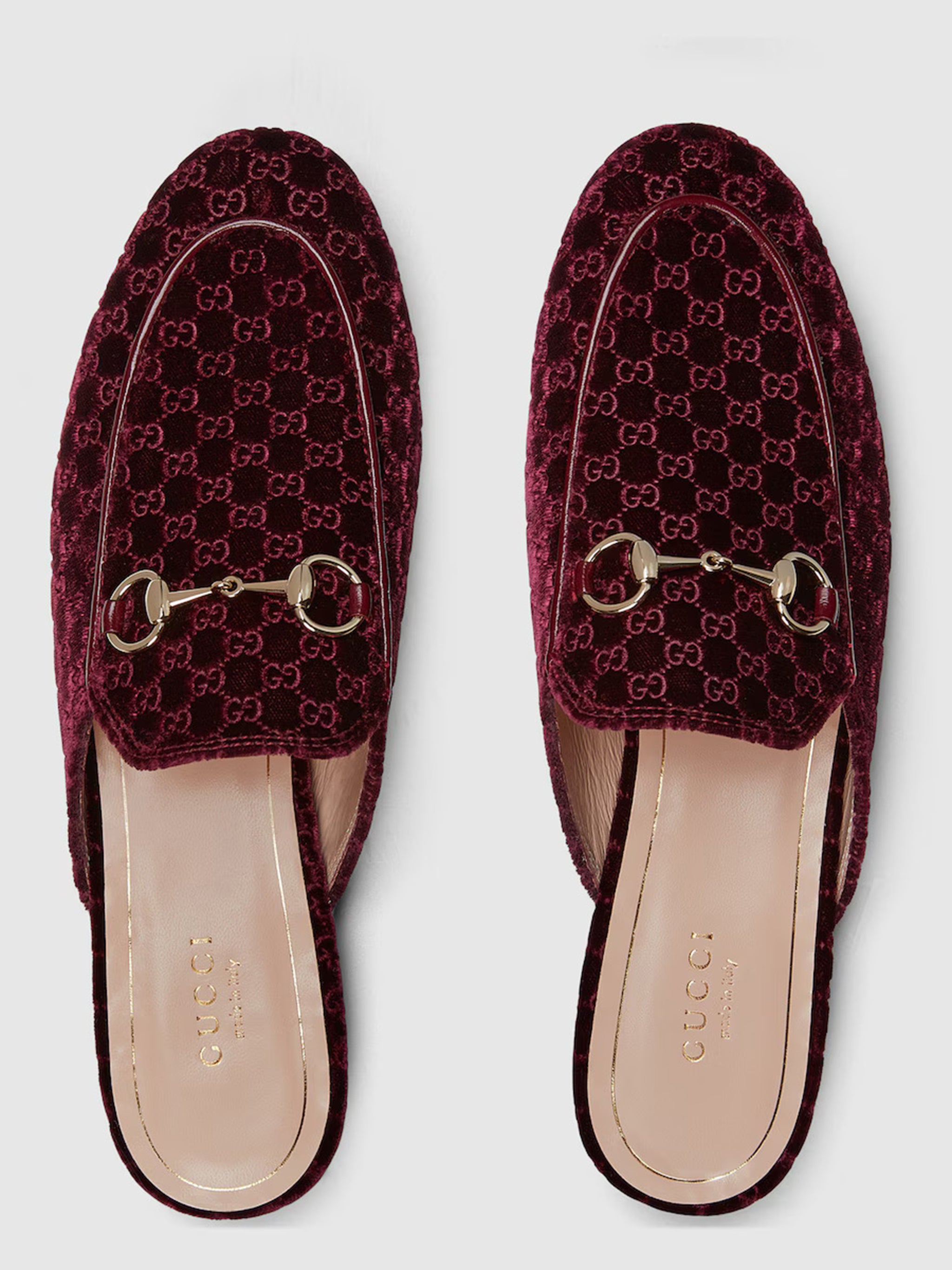 GUCCI Velvet Open Toe Slippers with Horsebit Detail