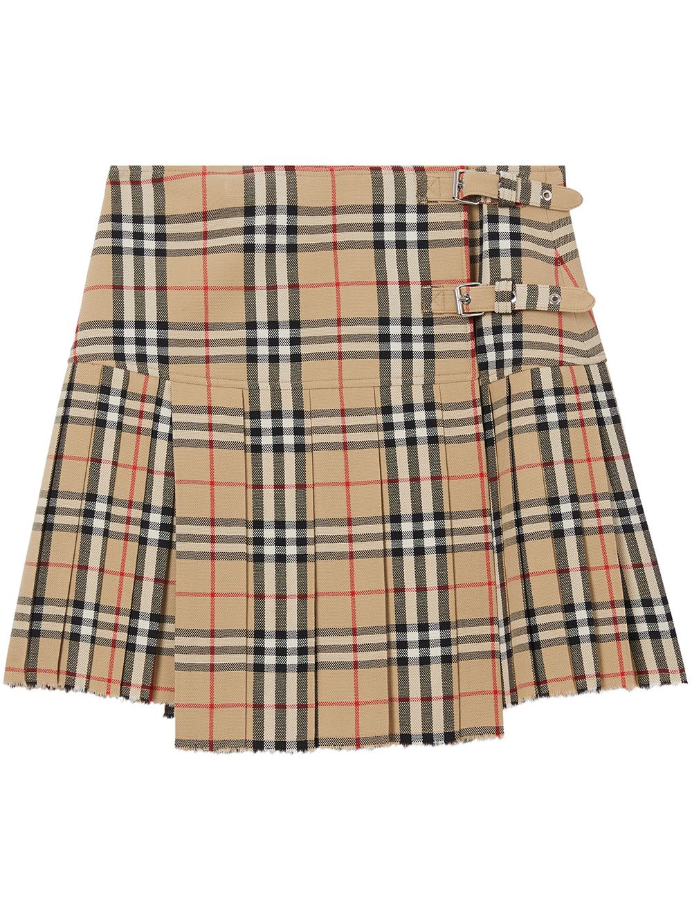 BURBERRY Vintage Check Wool Pleated Skirt