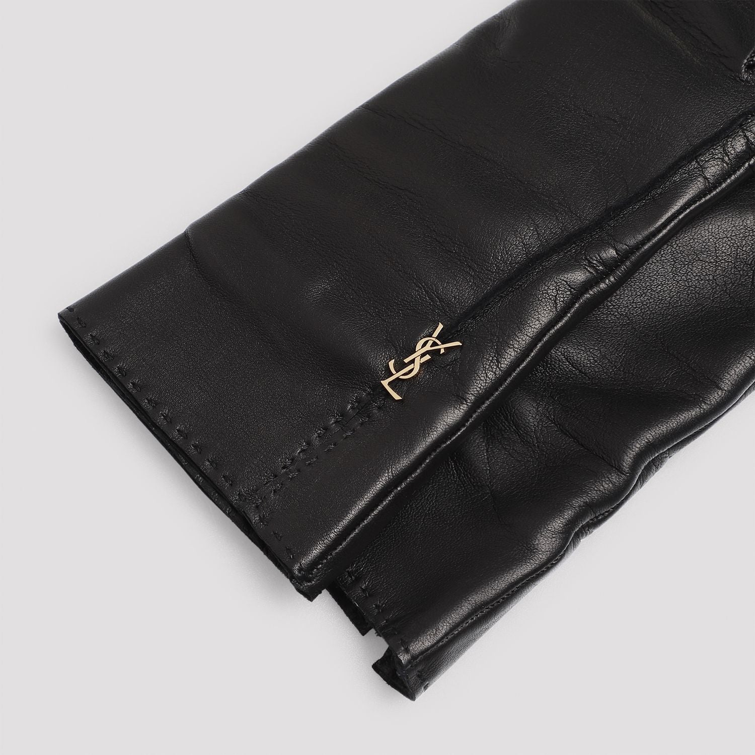 SAINT LAURENT Mini Leather Cassandre Gloves for Women