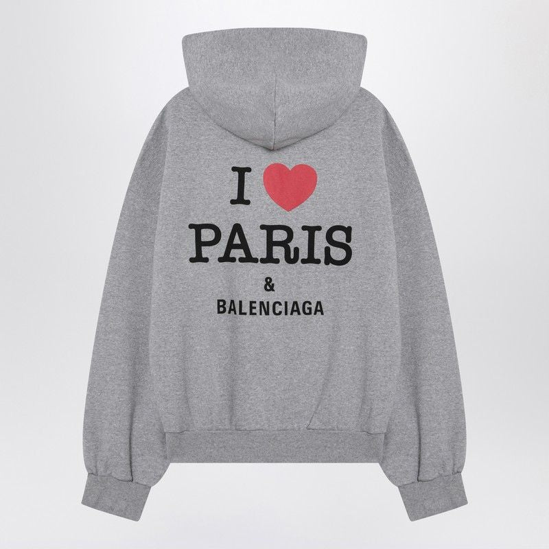BALENCIAGA Oversized Zip-Up Hoodie I Love Paris