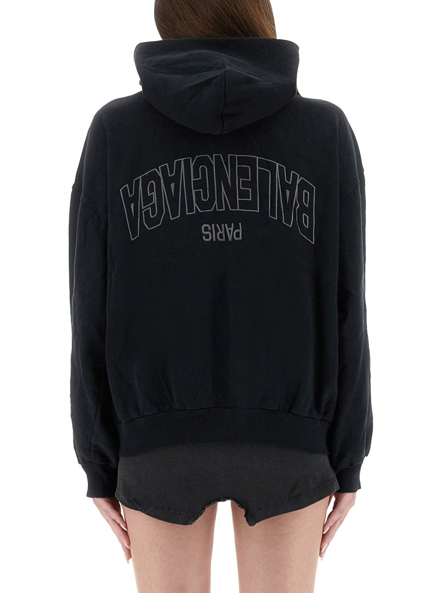 BALENCIAGA Flipped Zip Pullover Sweatshirt