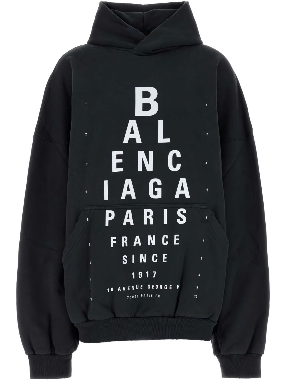 BALENCIAGA Optical Cotton Hoodie with Front Pouch Pocket