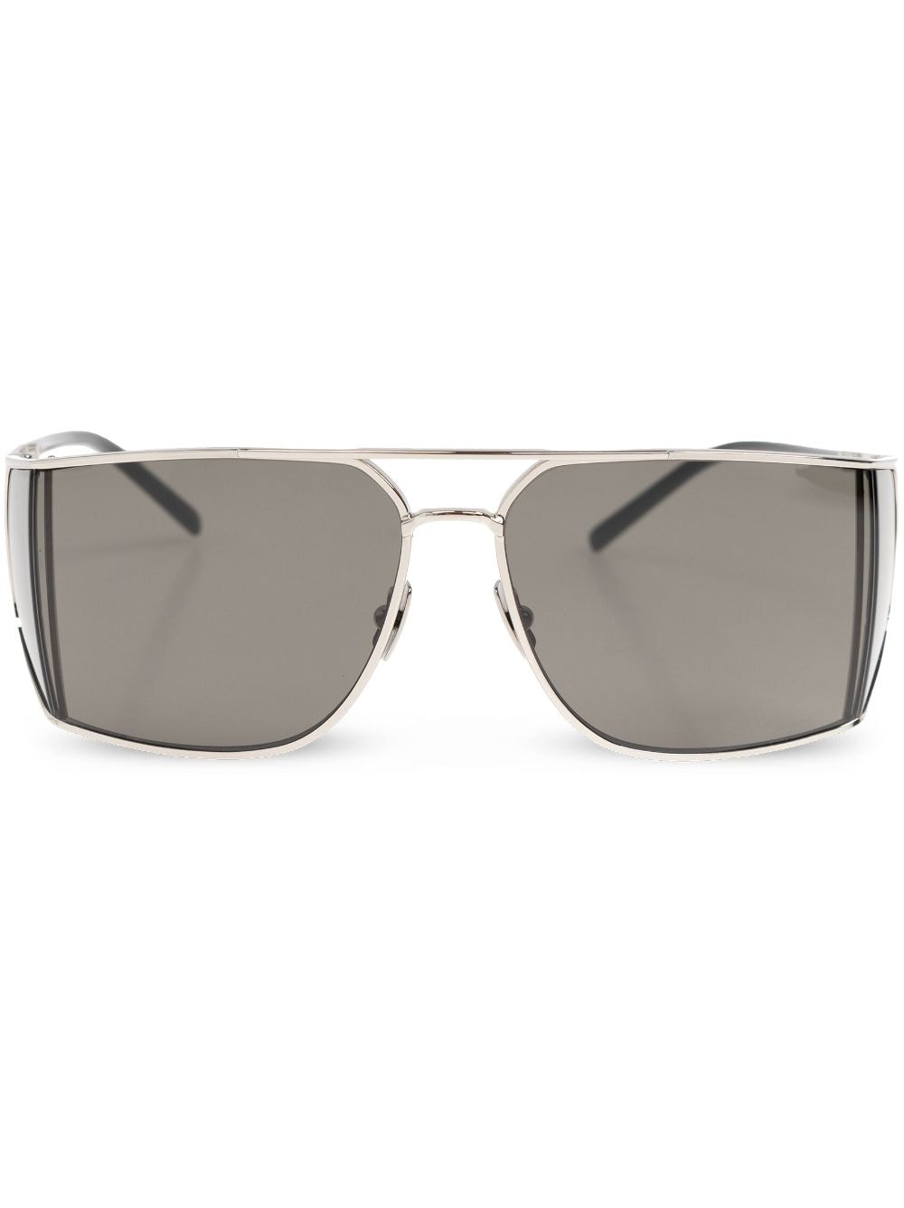 SAINT LAURENT Wraparound Metal Sunglasses with Double Bridge for Men