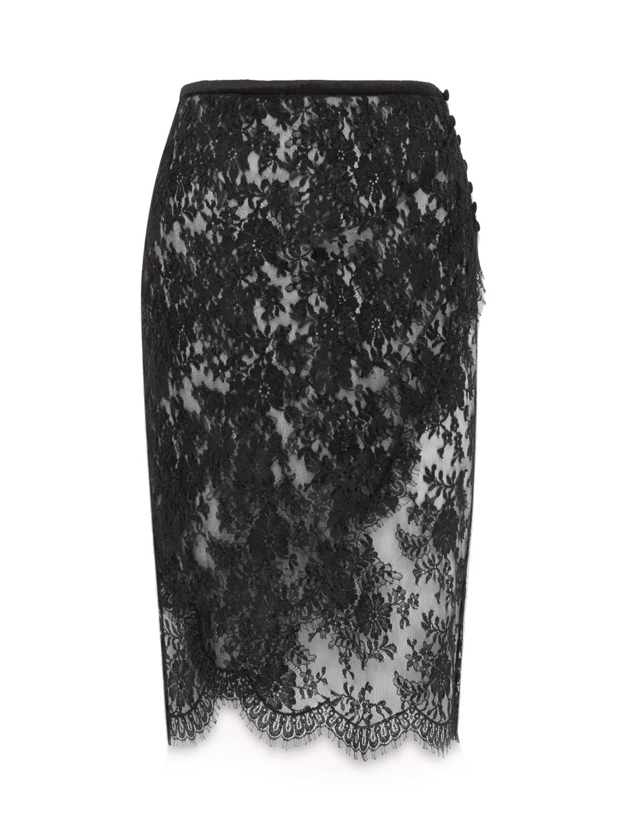 SAINT LAURENT Elegant Lace Wrap Pencil Skirt - Size 38