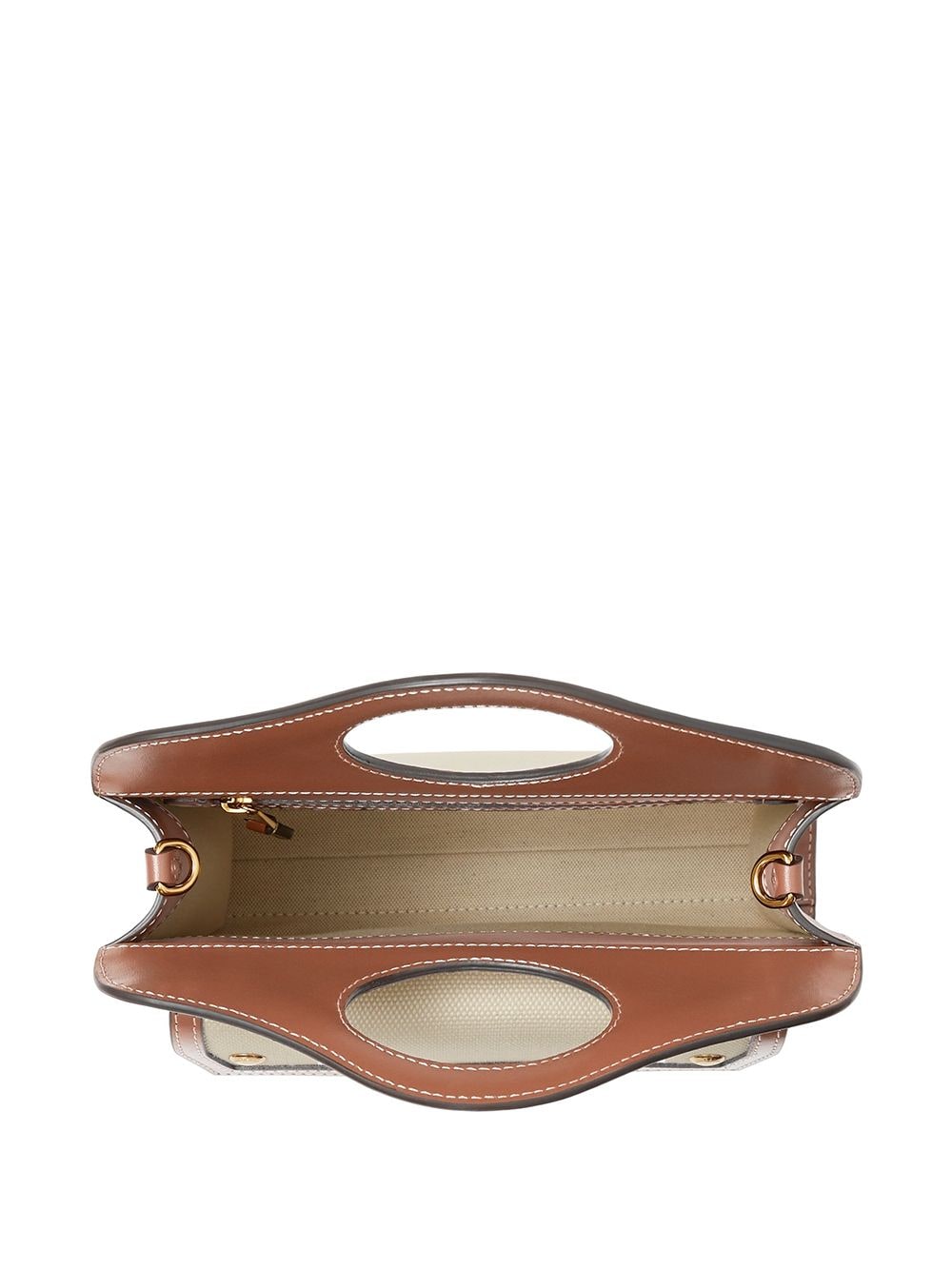 BURBERRY Two-Tone Canvas and Leather Mini Pocket Handbag