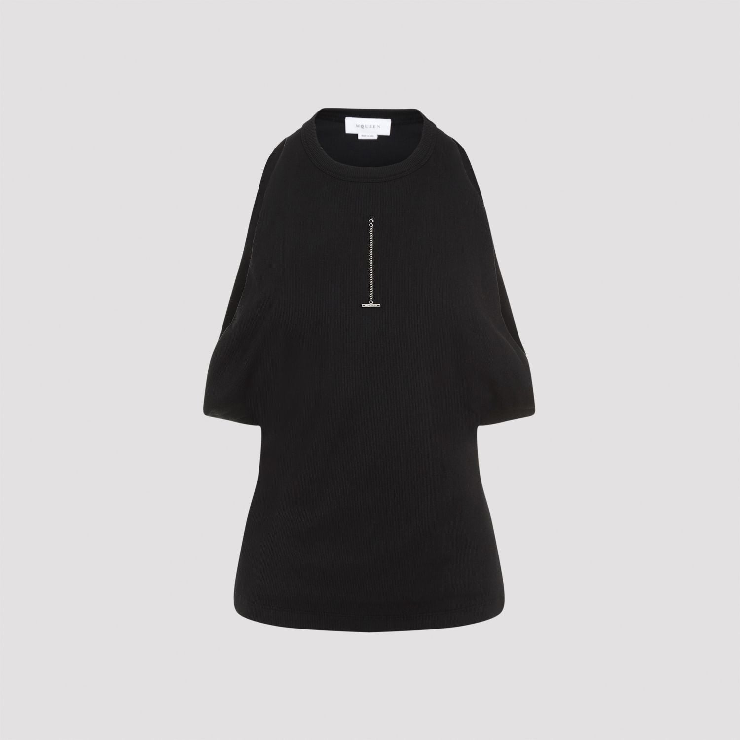 ALEXANDER MCQUEEN Black Stretch Cotton Top for Women