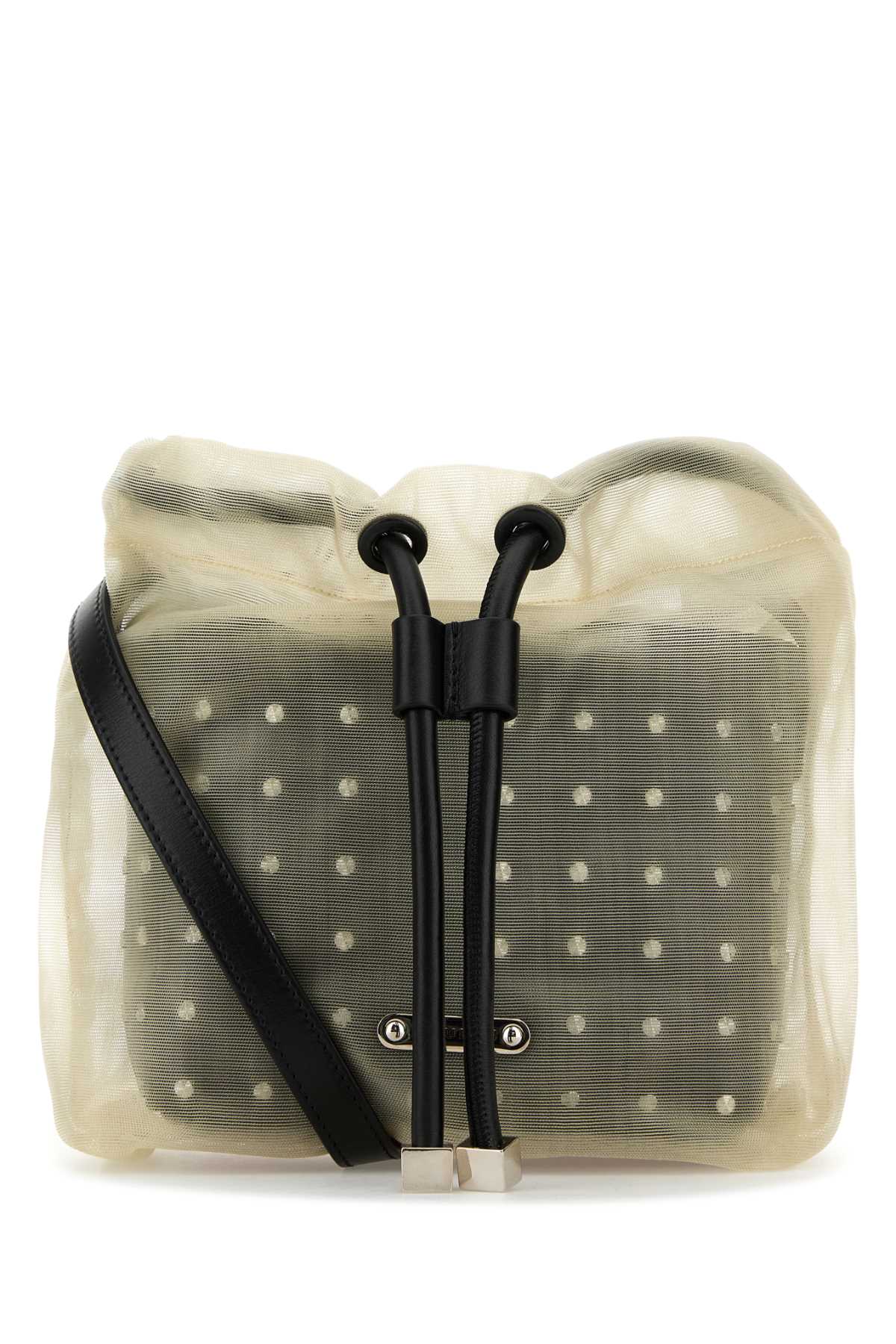 ALEXANDER MCQUEEN Mini Two-Tone Leather and Tulle Nebula Crossbody Handbag