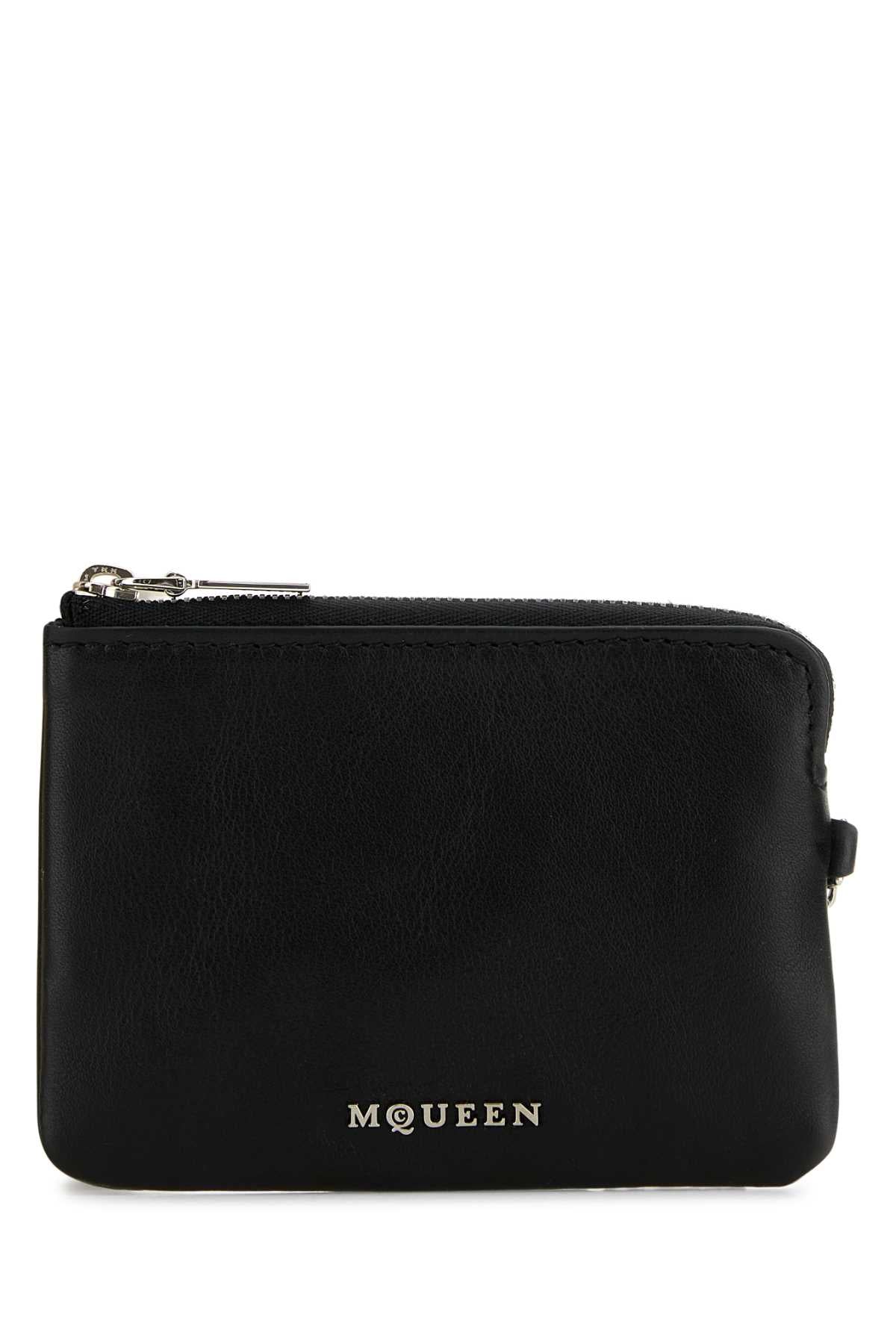 ALEXANDER MCQUEEN Mini Leather Sling Card Holder with Zip Coin Pouch