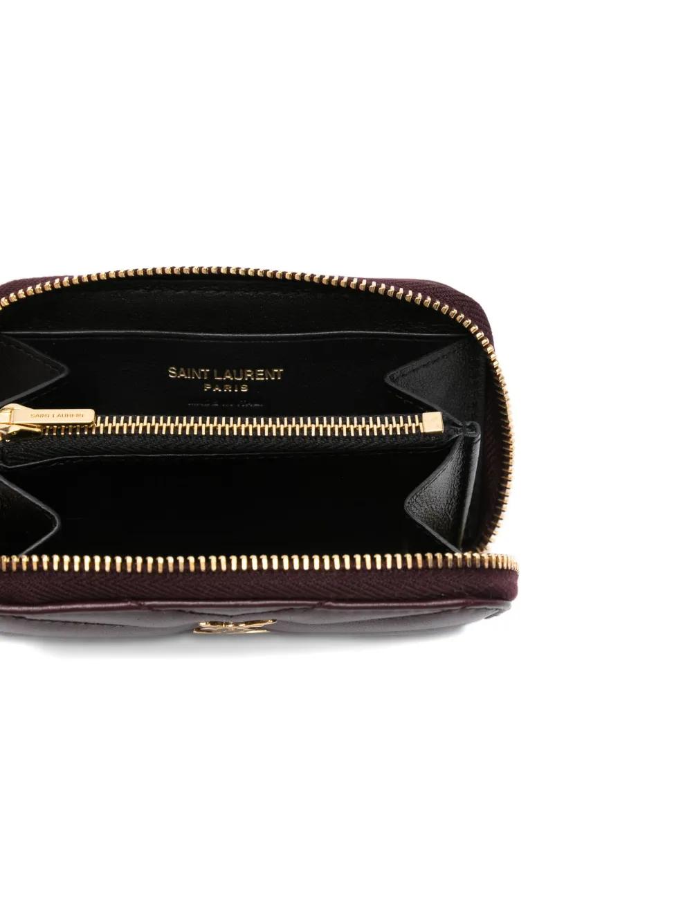 SAINT LAURENT Mini Leather Wallet with Quilted Stitching