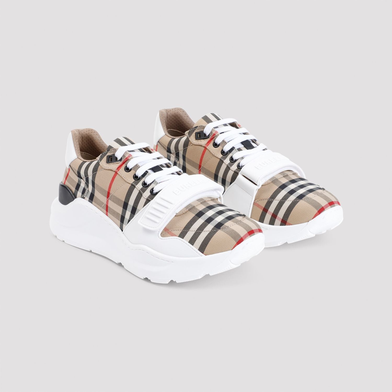 BURBERRY Check Pattern Lace-Up Sneakers for Men
