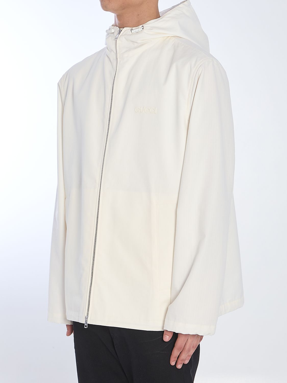 GUCCI Men's Zip-Up Jacket with Logo Print