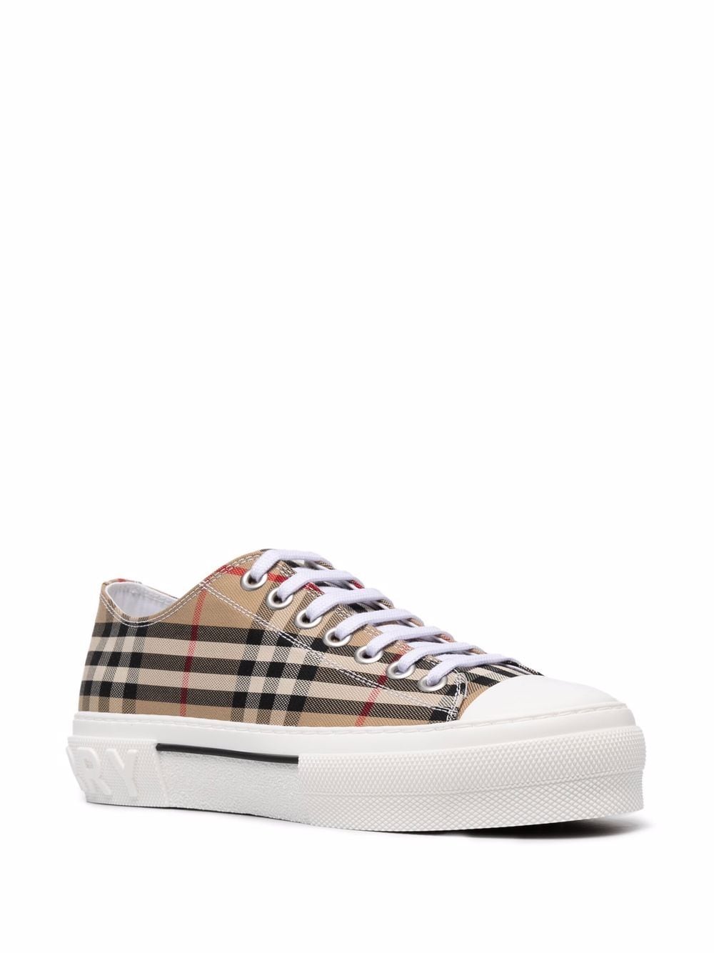 BURBERRY Check Cotton Blend Low-Top Sneakers