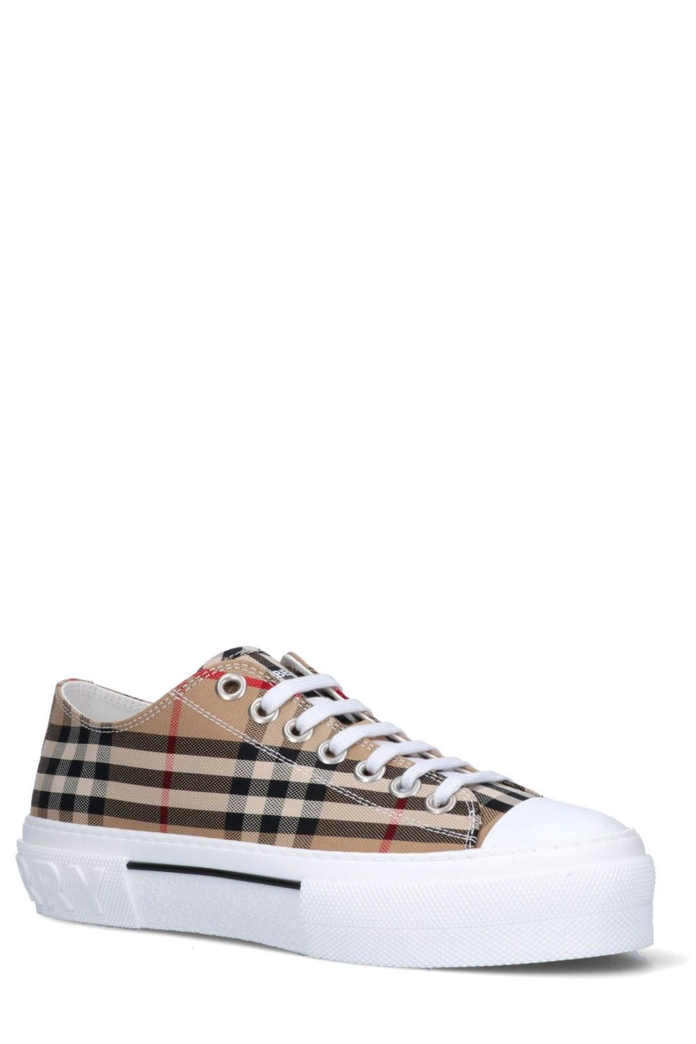 BURBERRY Check Cotton Blend Low-Top Sneakers