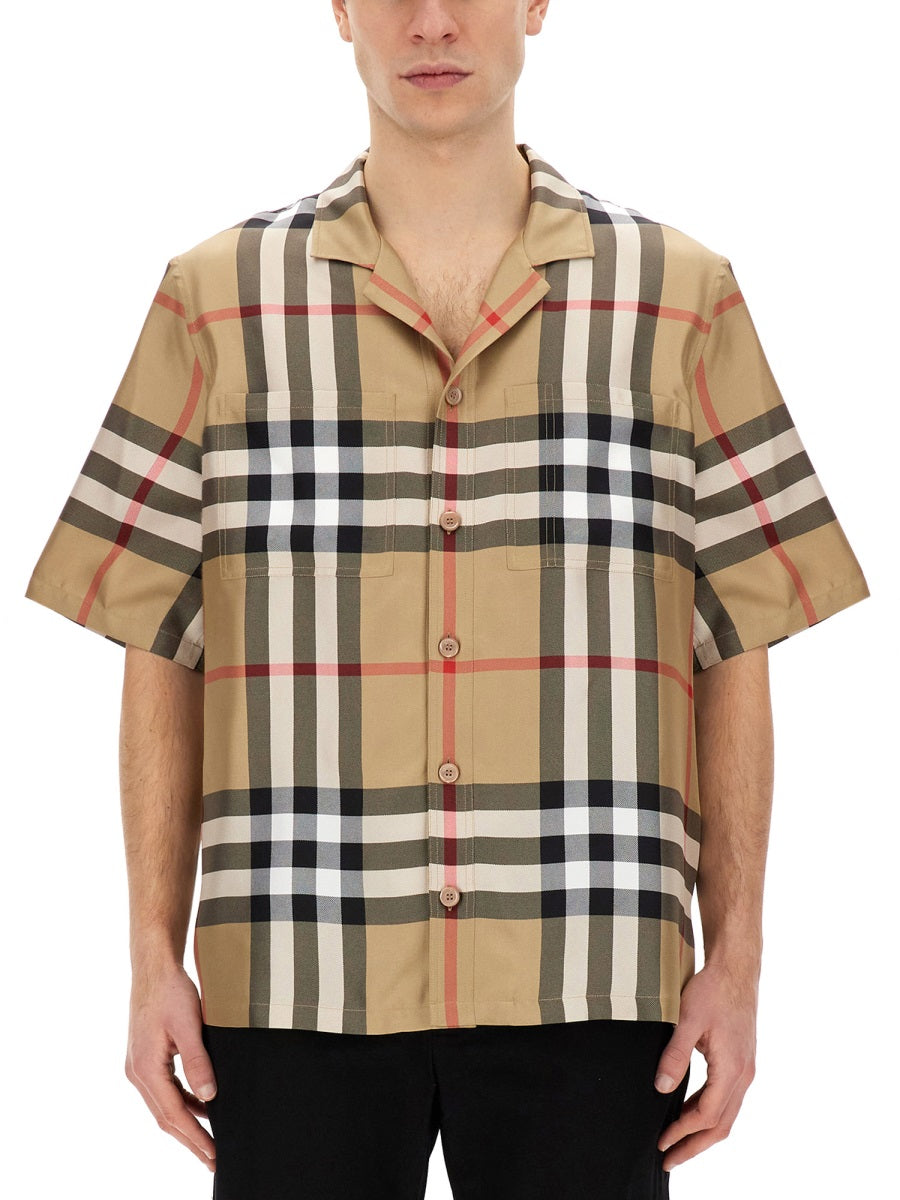 BURBERRY Embroidered Silk Shirt for Men - SS25 Collection