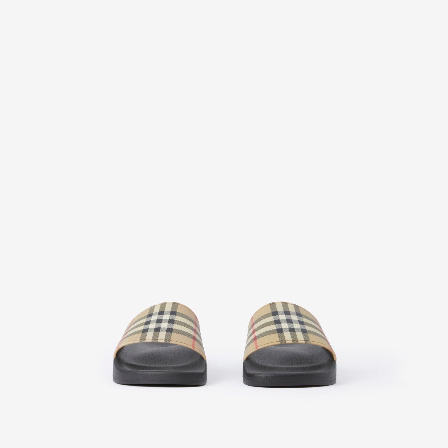 BURBERRY Mini Check Print Furry Slide Sandals