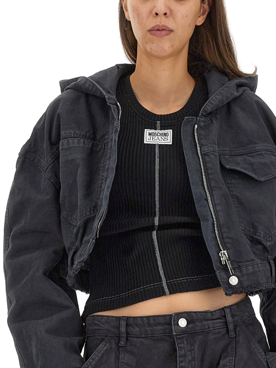MOSCHINO JEANS Cropped Jacket with Hood for Women