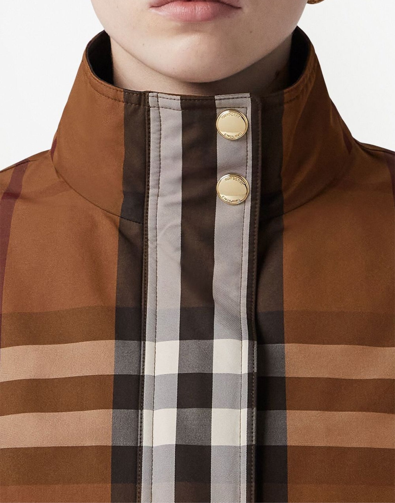 BURBERRY Check Pattern Zip-Up Jacket for Women
