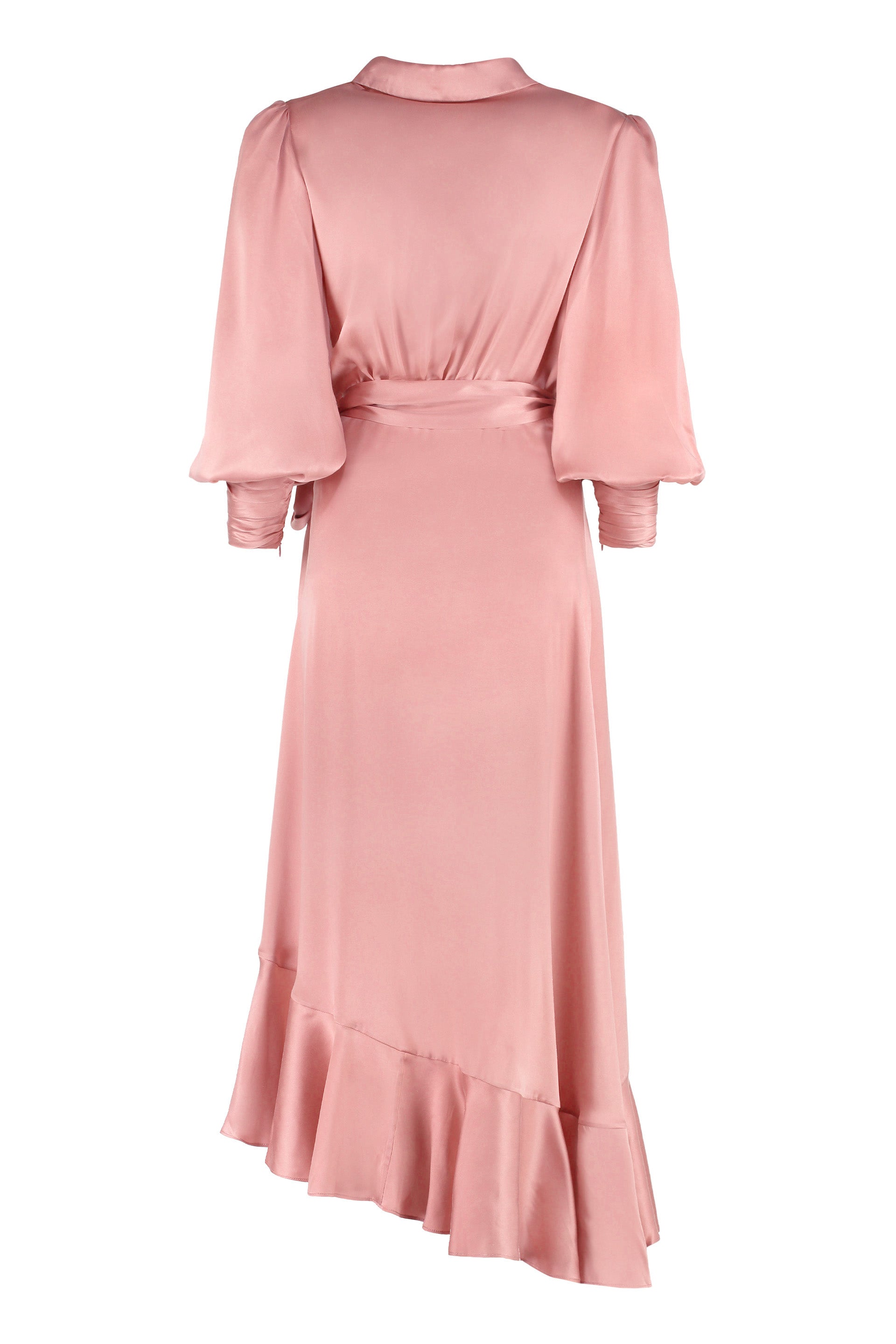 ZIMMERMANN Silk Wrap Dress with Belt and Zipped Cuffs