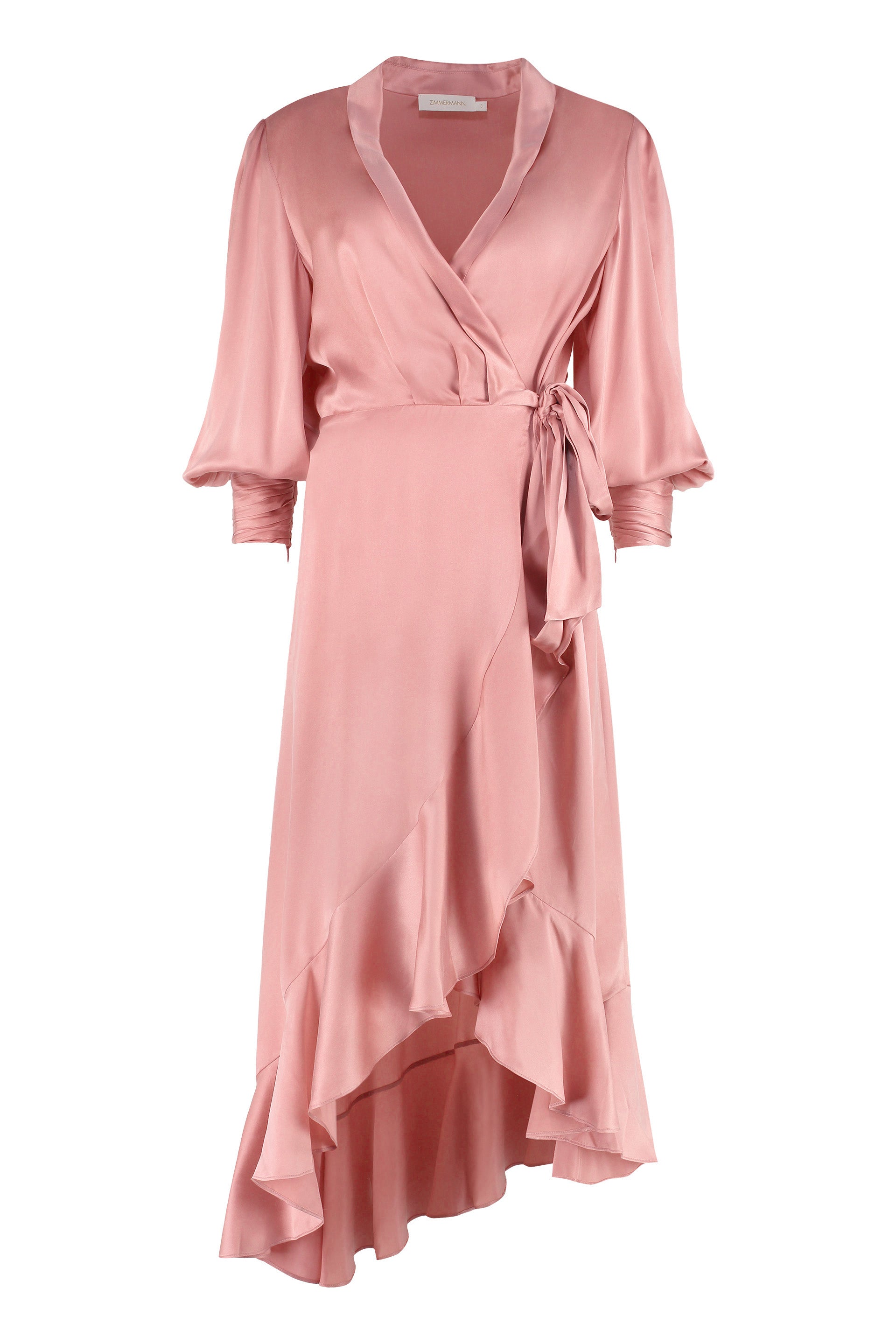 ZIMMERMANN Silk Wrap Dress with Belt and Zipped Cuffs