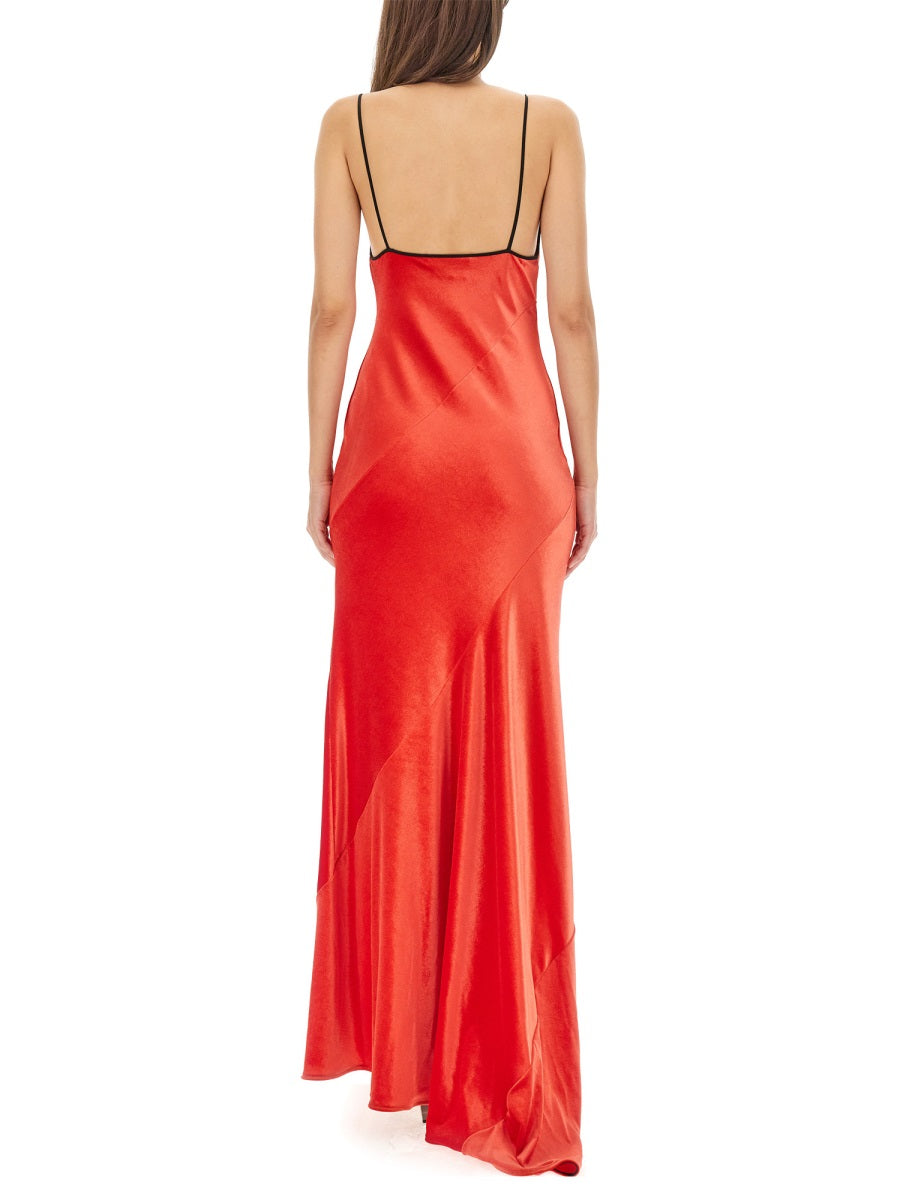 PHILOSOPHY DI LORENZO SERAFINI Long Asymmetrical Dress with Thin Shoulder Straps