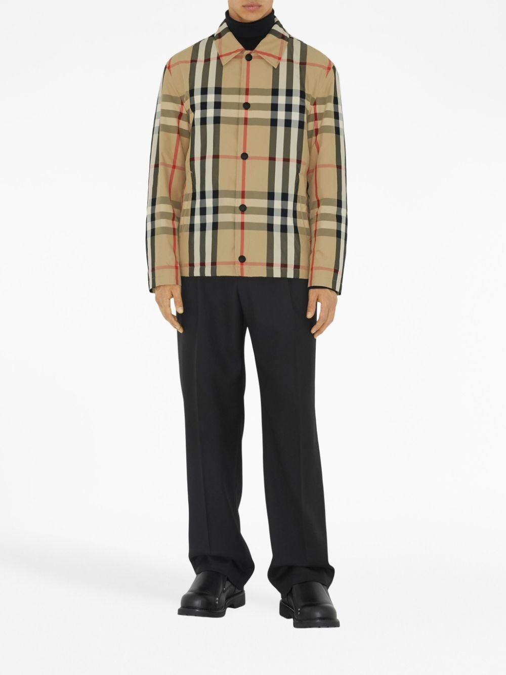 BURBERRY Checkered Design Jacket with Classic Collar
