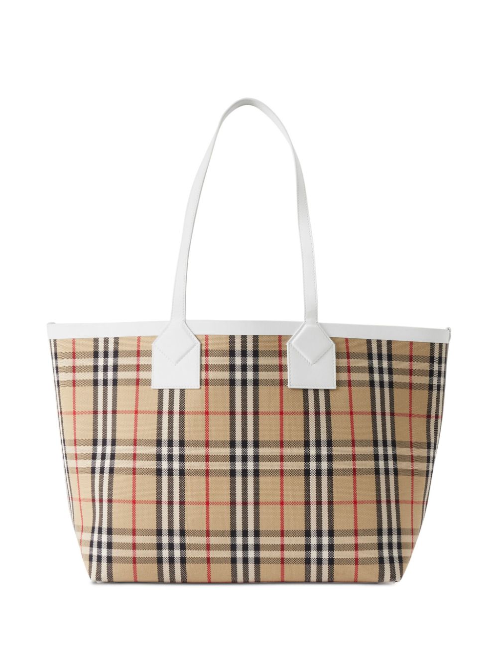 BURBERRY Checked Embroidered Canvas Shopping Handbag