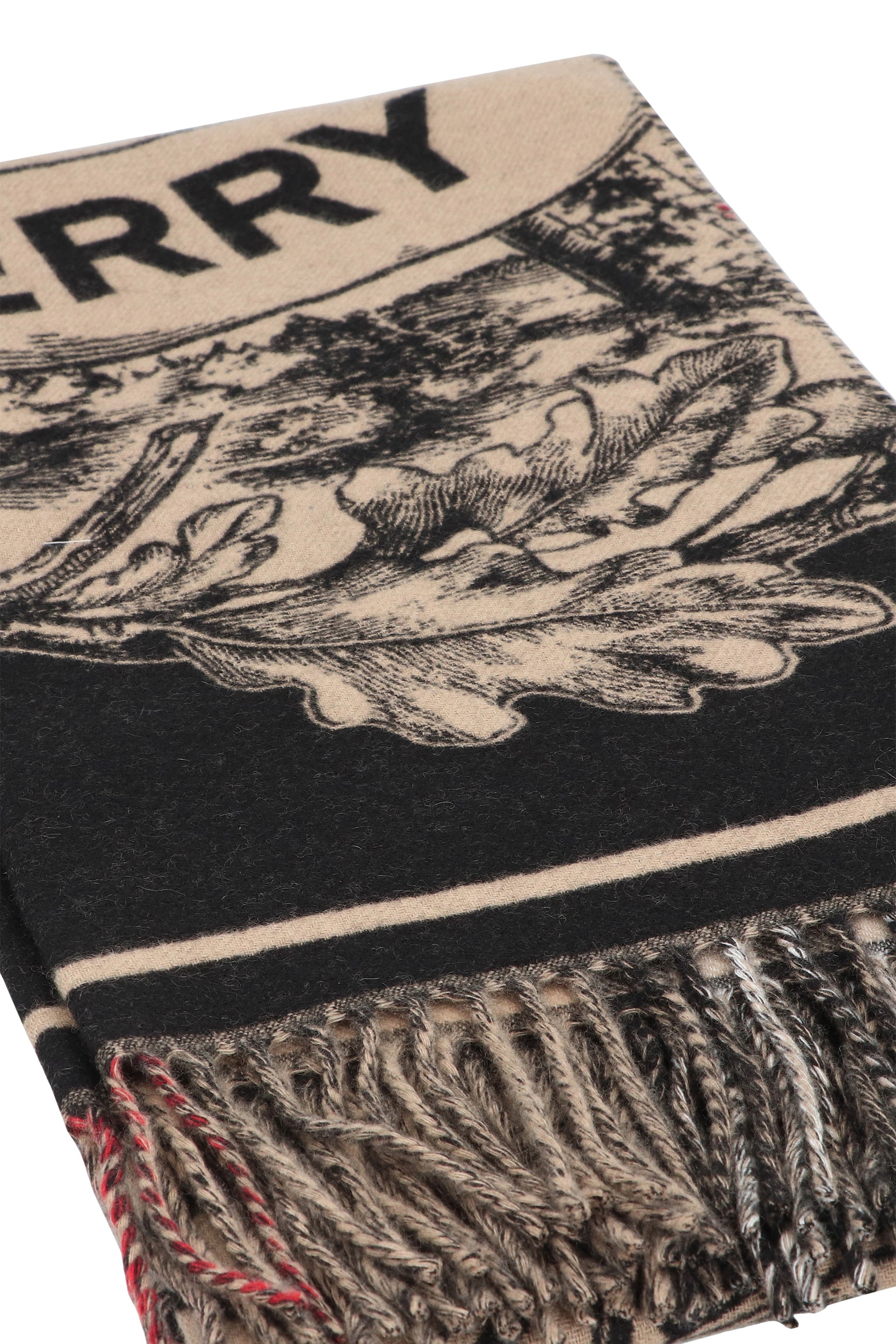 BURBERRY Luxury Cashmere Scarf with Frayed Hem - Reversible