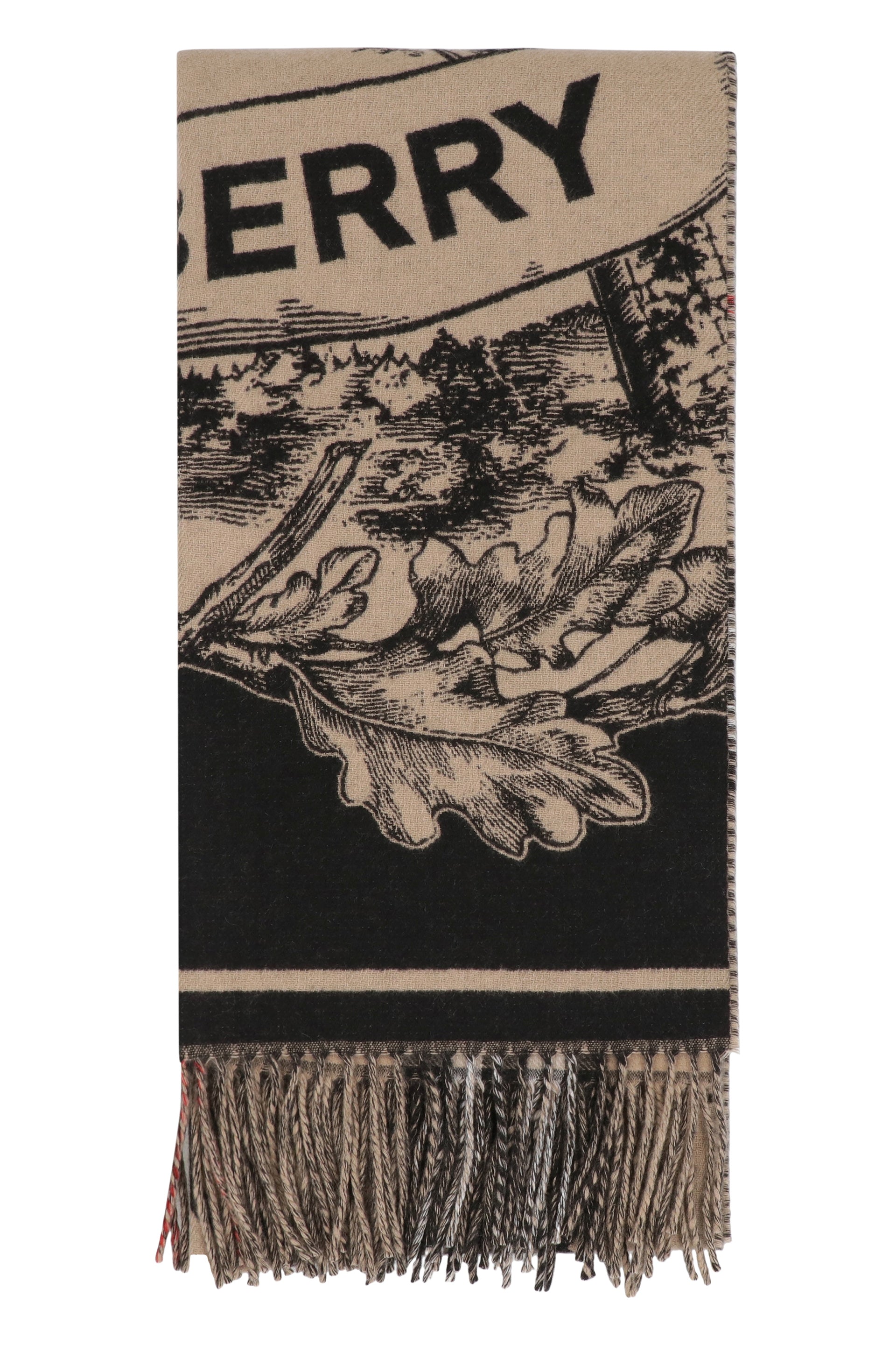 BURBERRY Luxury Cashmere Scarf with Frayed Hem - Reversible