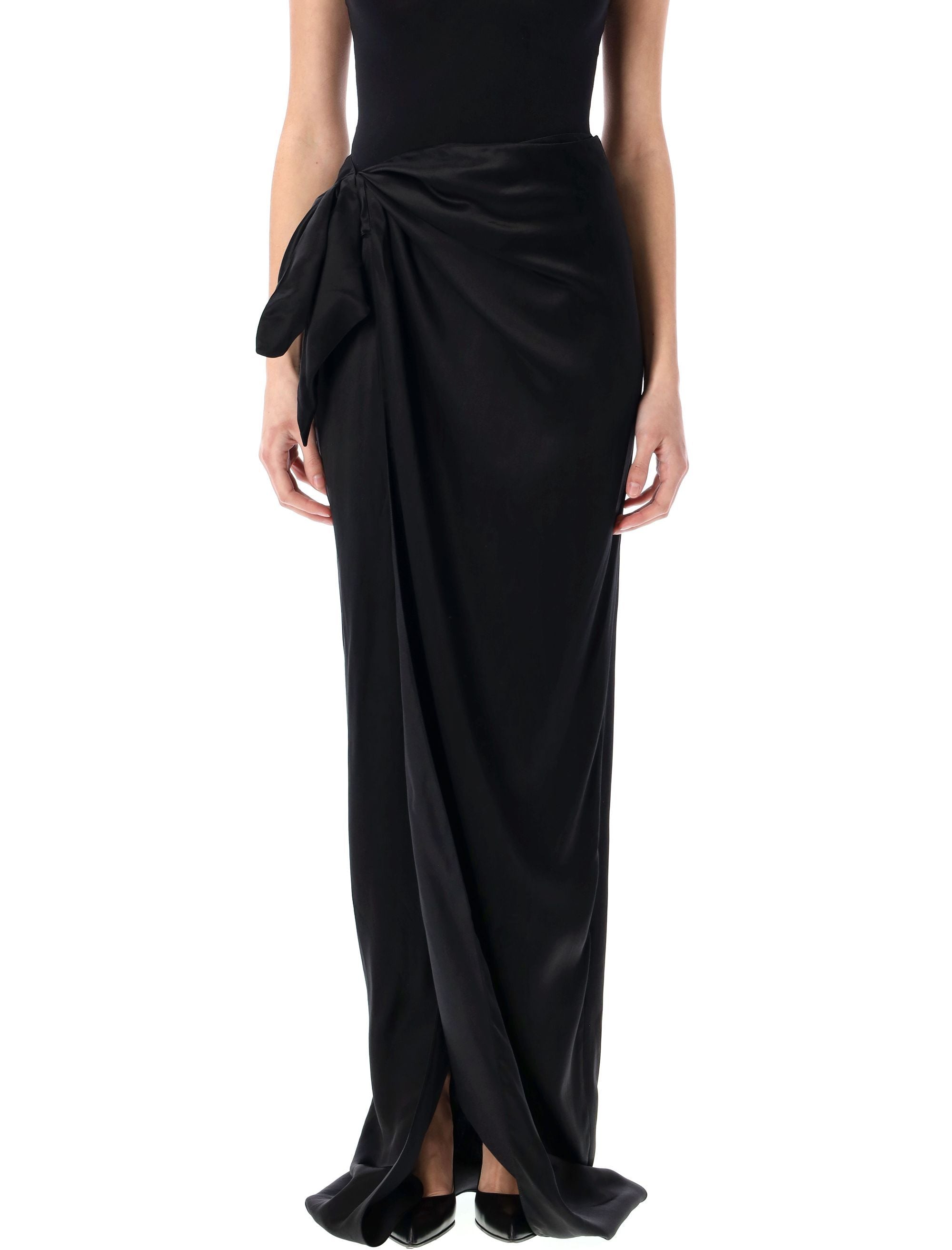 BALENCIAGA Elegant Floor-Length Wrap Skirt with Knot Detail - Size 38