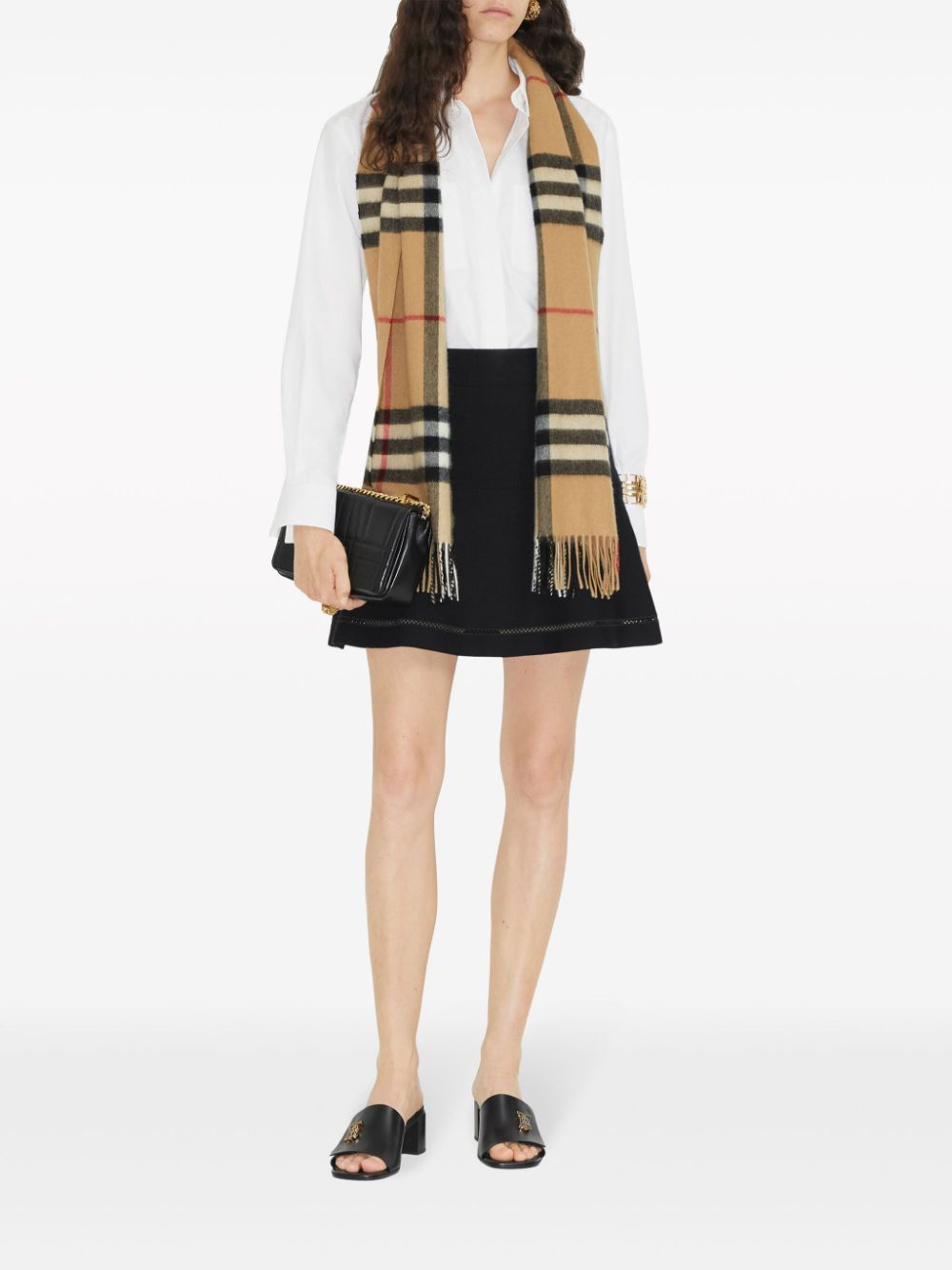 BURBERRY Cashmere Scarf with Check Motif